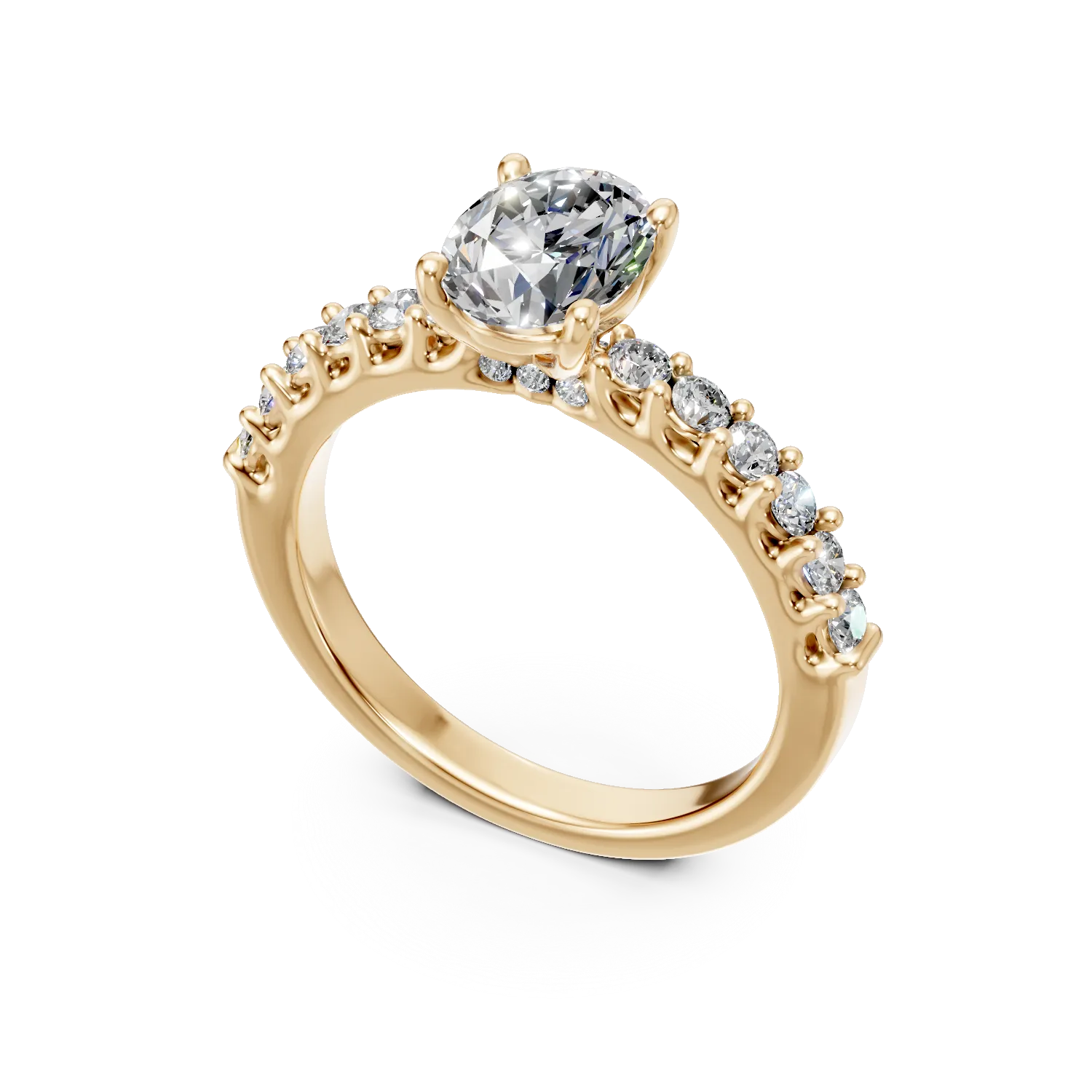 Inel din aur galben cu diamante de 1.52ct create in laborator - imagine 2