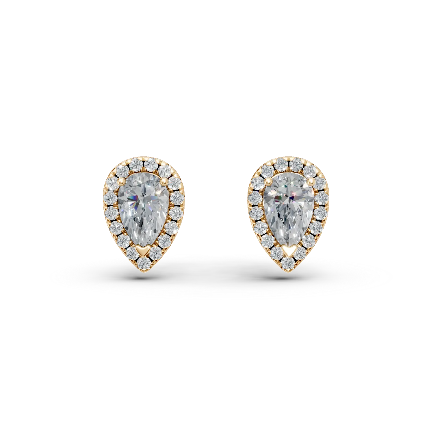 Cercei lacrima din aur galben cu diamante de 1.94ct create in laborator