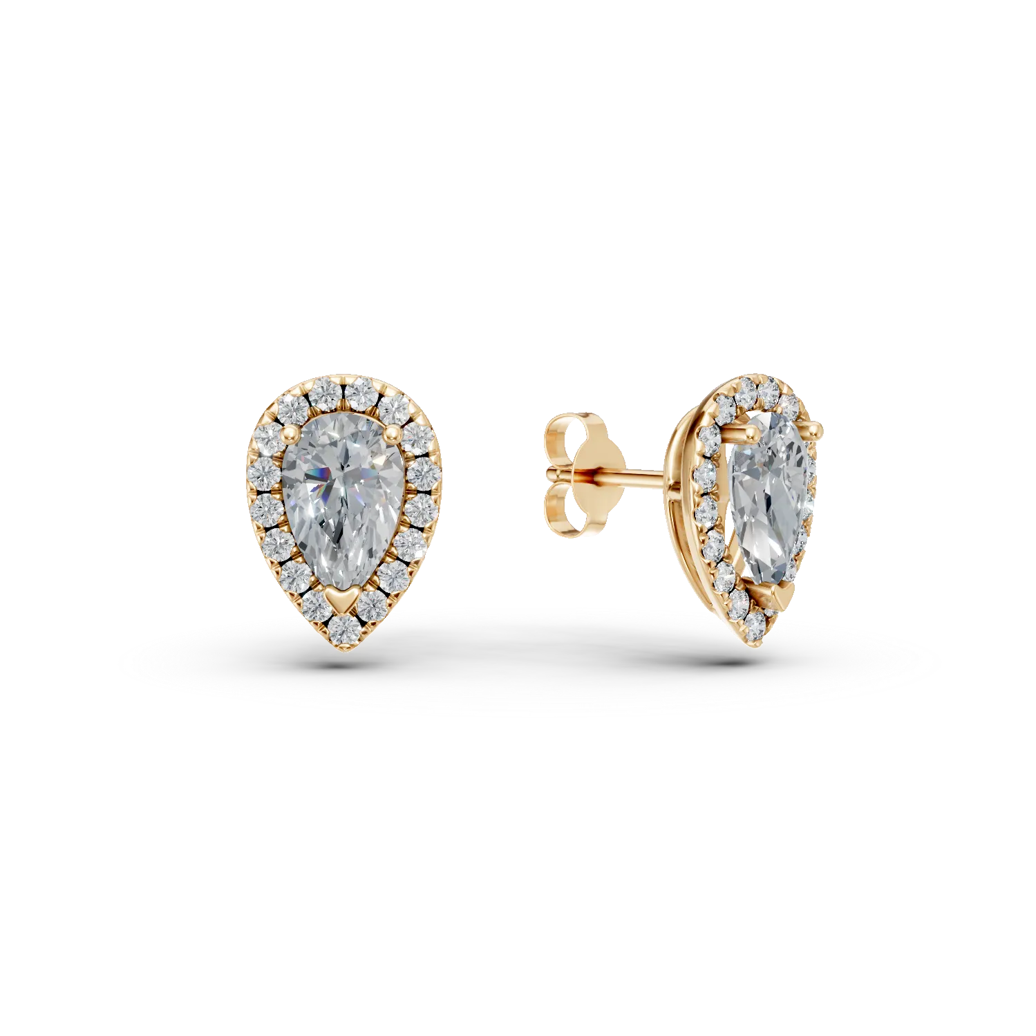 Cercei lacrima din aur galben cu diamante de 1.94ct create in laborator