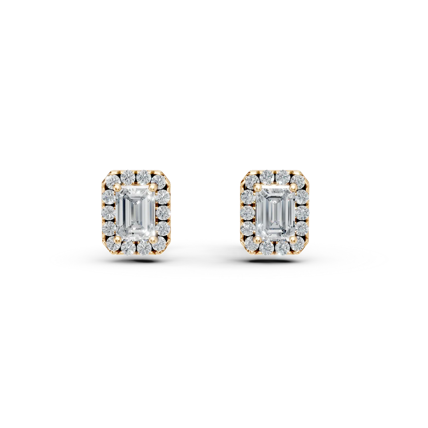 Cercei din aur galben cu diamante de 1.96ct create in laborator
