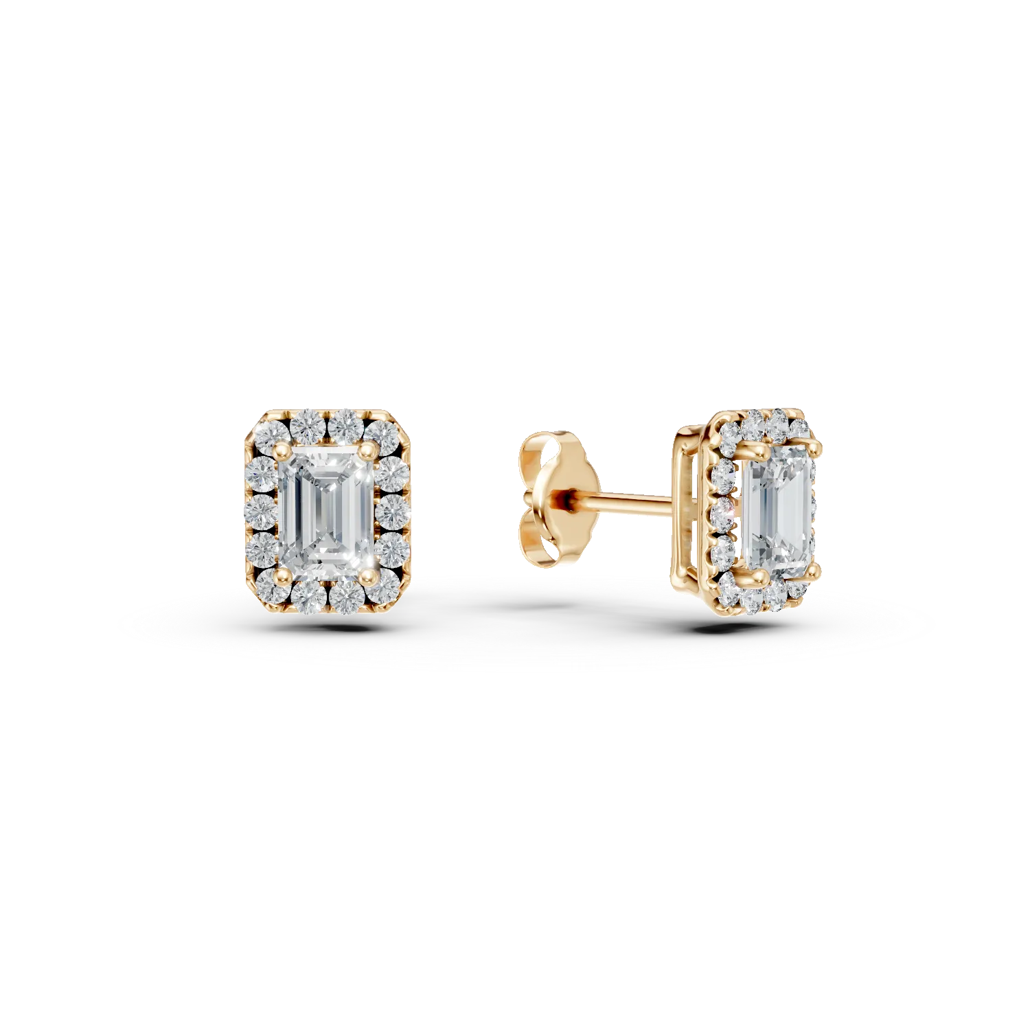 Cercei din aur galben cu diamante de 1.96ct create in laborator