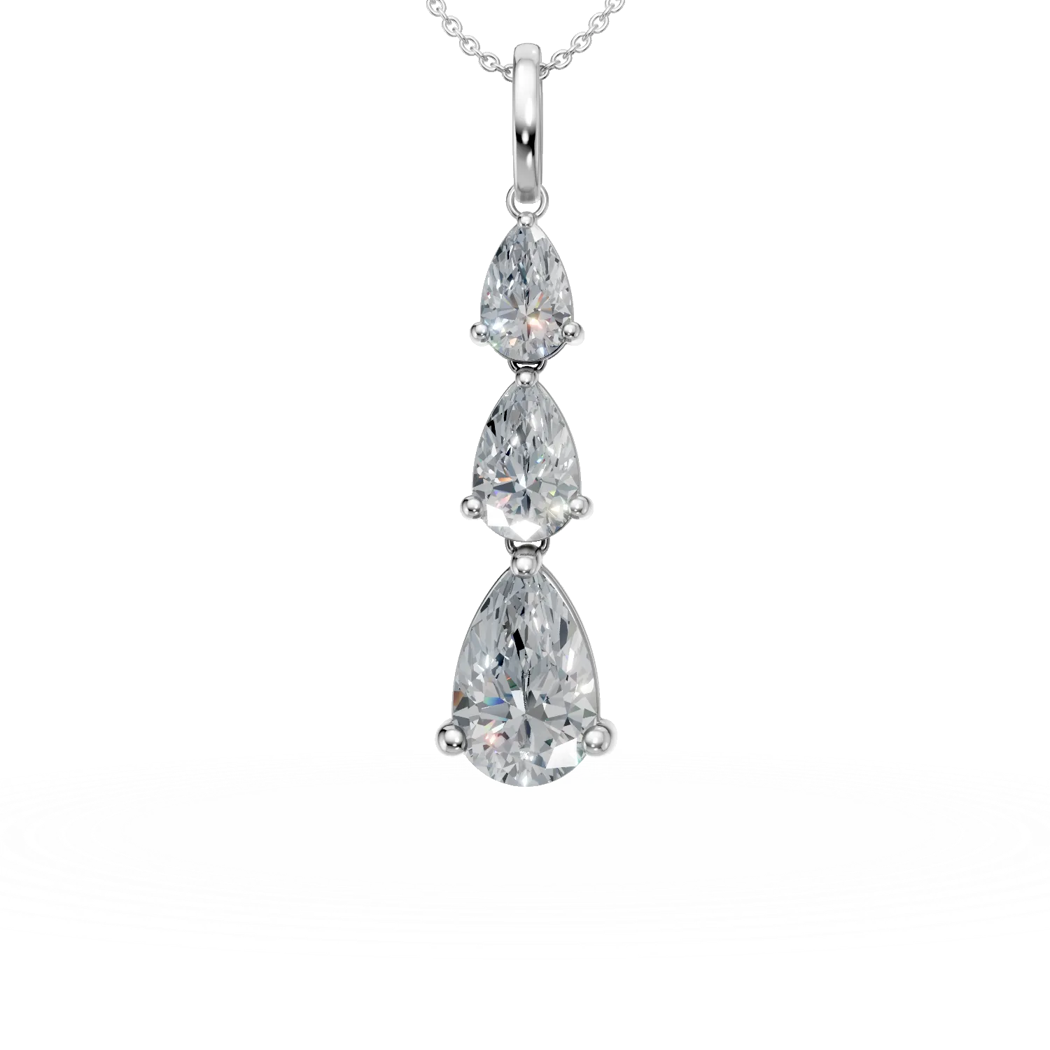 Lant cu pandantiv din aur alb cu diamante de 2.02ct create in laborator