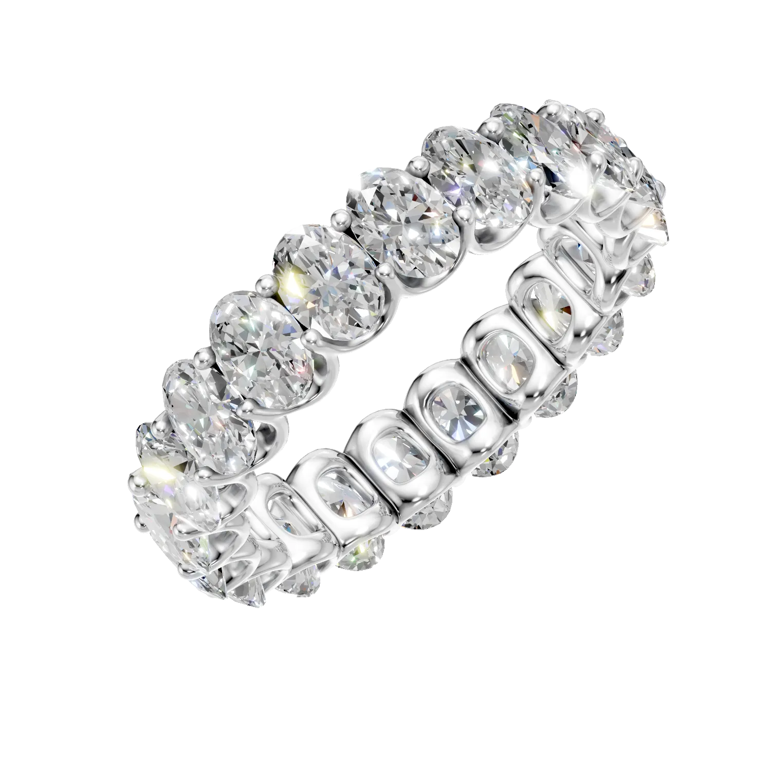 Inel eternity din aur alb cu diamante de 3.9ct create in laborator