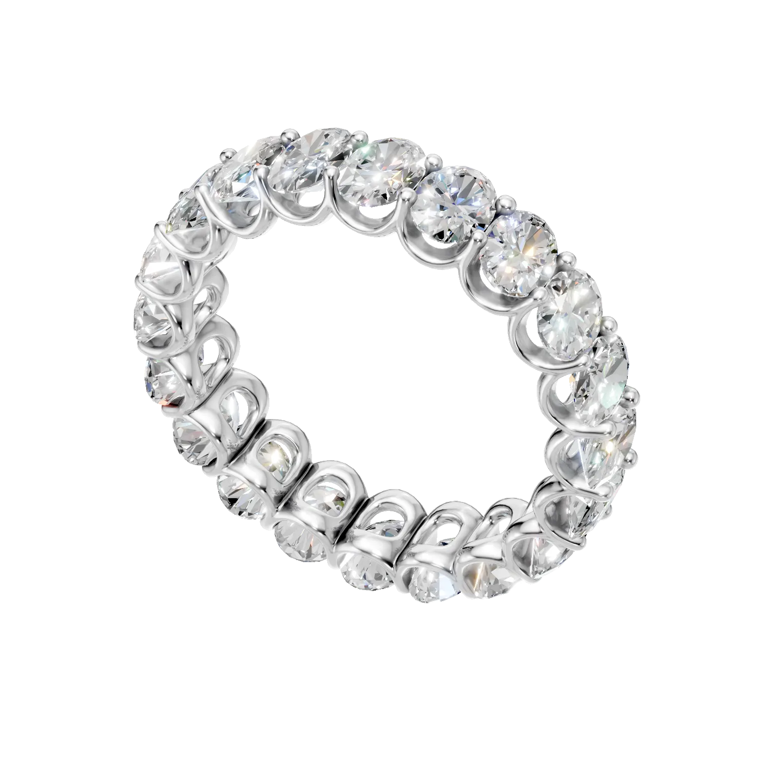 Inel eternity din aur alb cu diamante de 3.9ct create in laborator