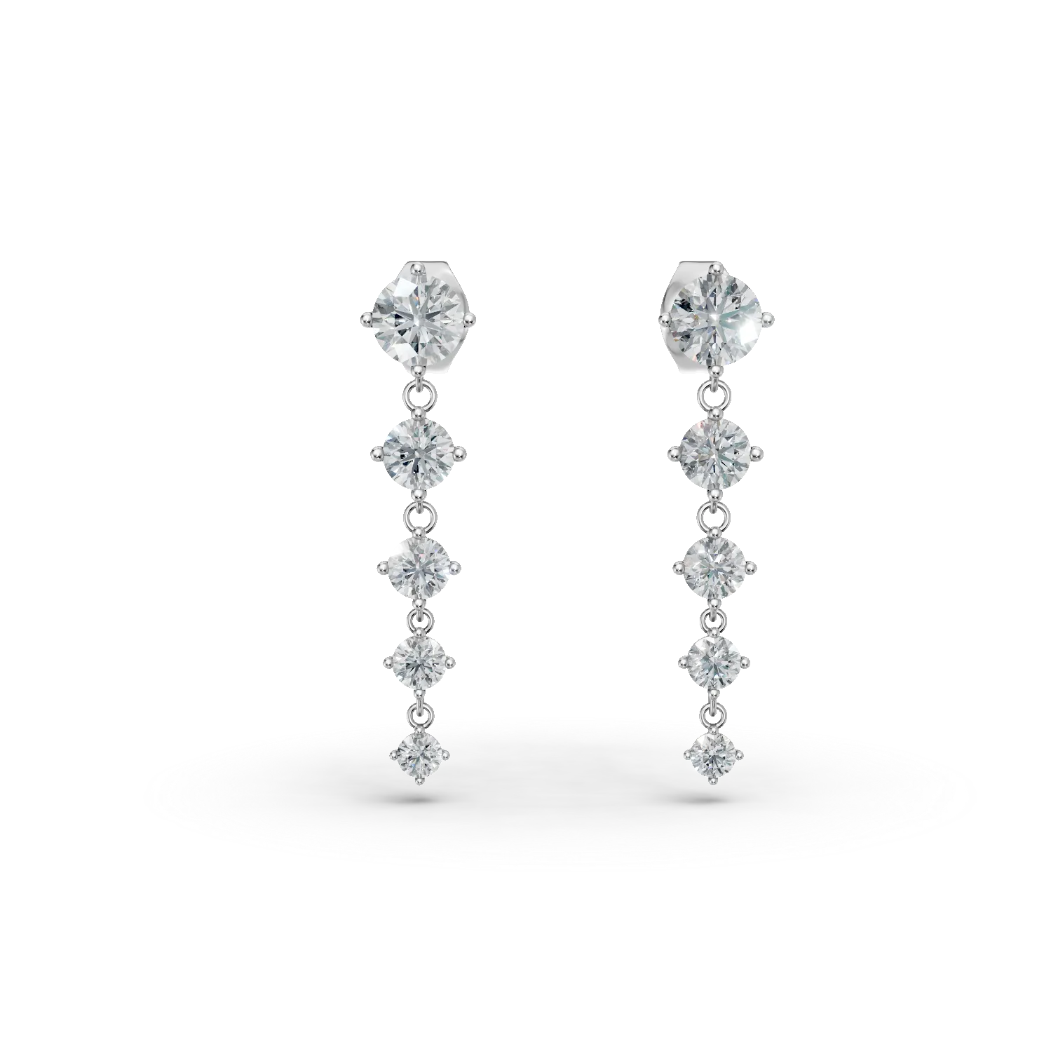 Cercei lungi din aur alb cu diamante de 2.48ct create in laborator