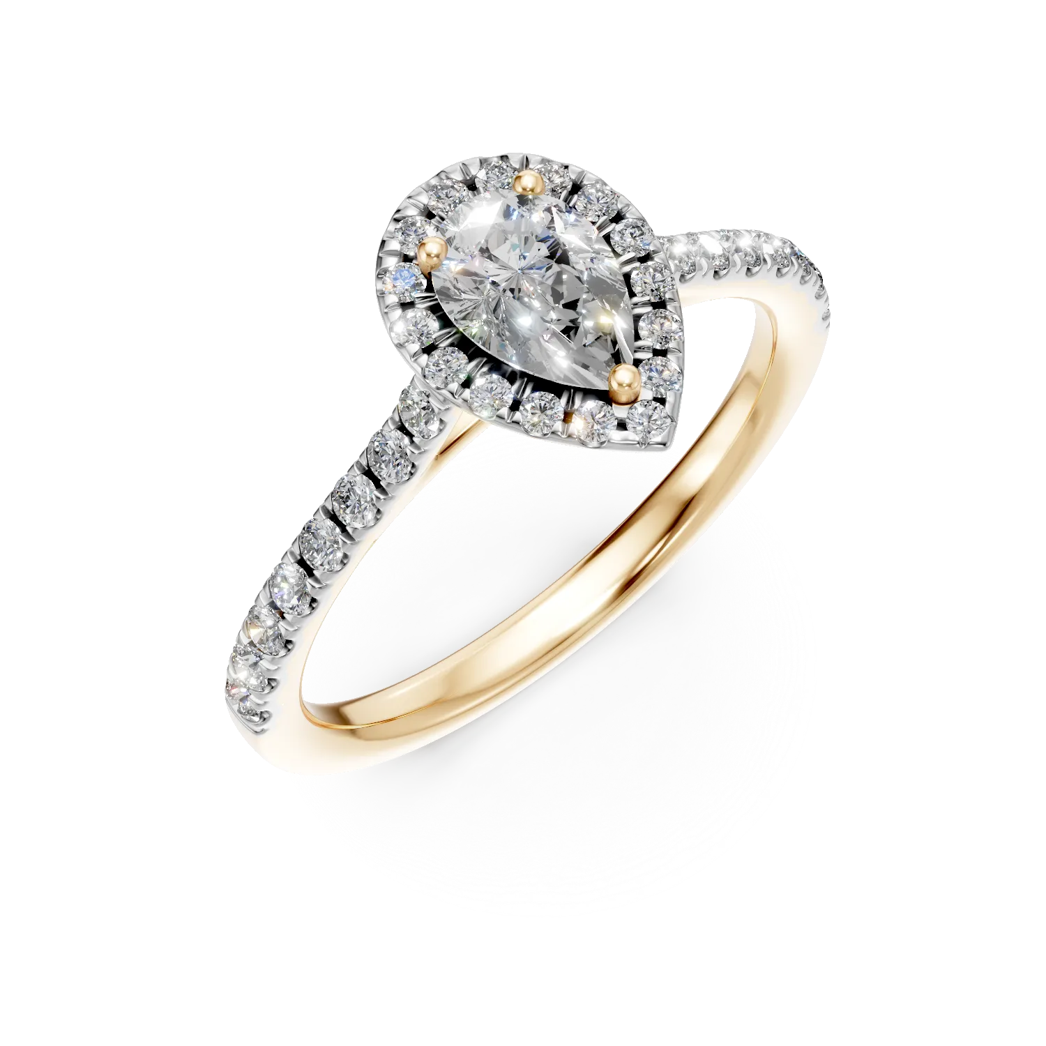 Inel din aur galben cu diamante de 1.44ct create in laborator
