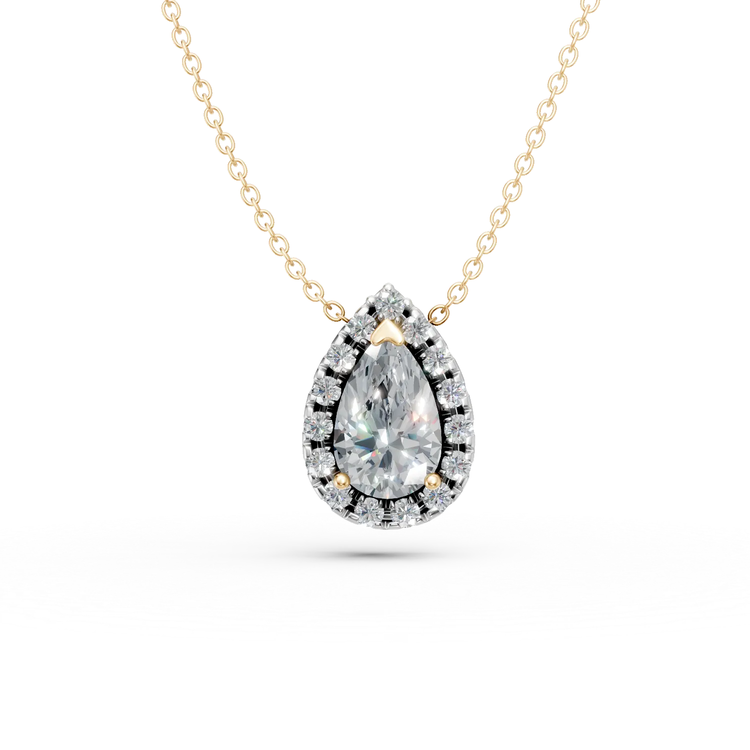 Lant cu pandantiv din aur galben cu diamante de 1.03ct create in laborator