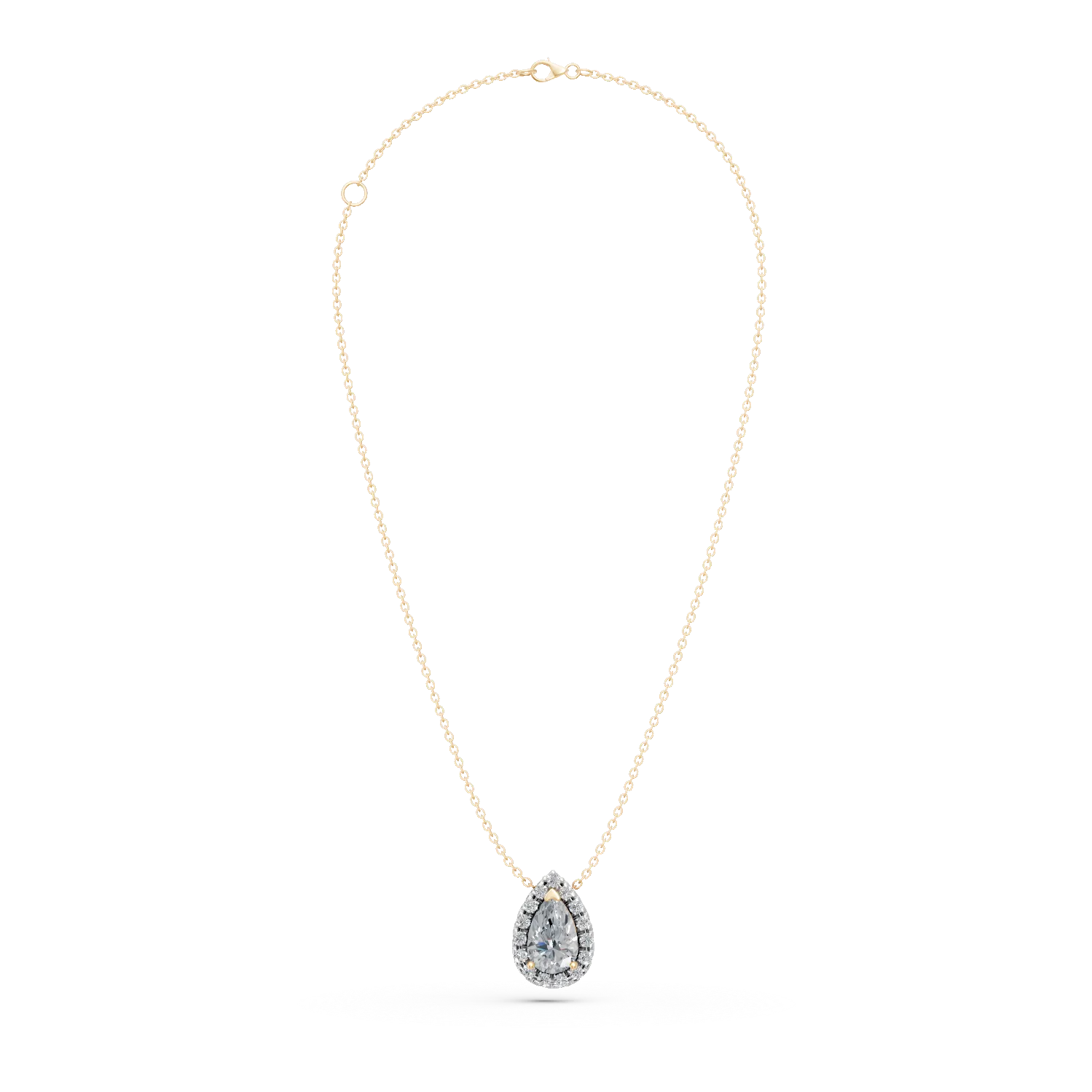 Lant cu pandantiv din aur galben cu diamante de 1.03ct create in laborator