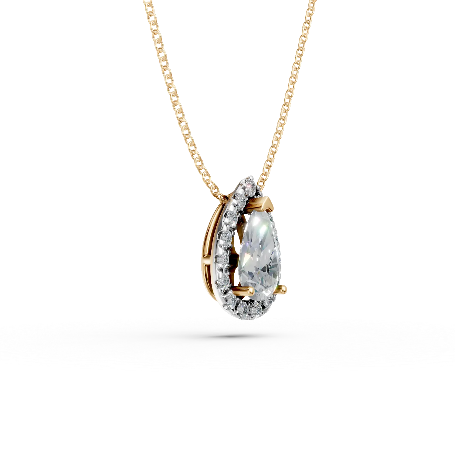 Lant cu pandantiv din aur galben cu diamante de 1.03ct create in laborator