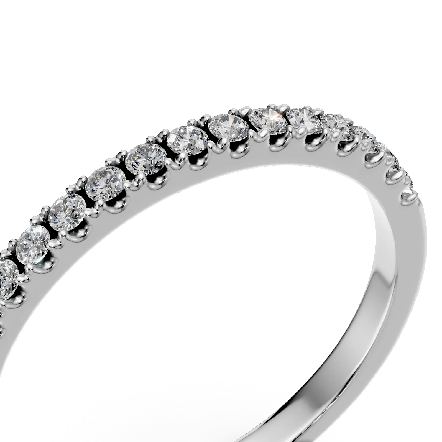 Inel semi eternity din aur alb cu diamante de 0.19ct create in laborator