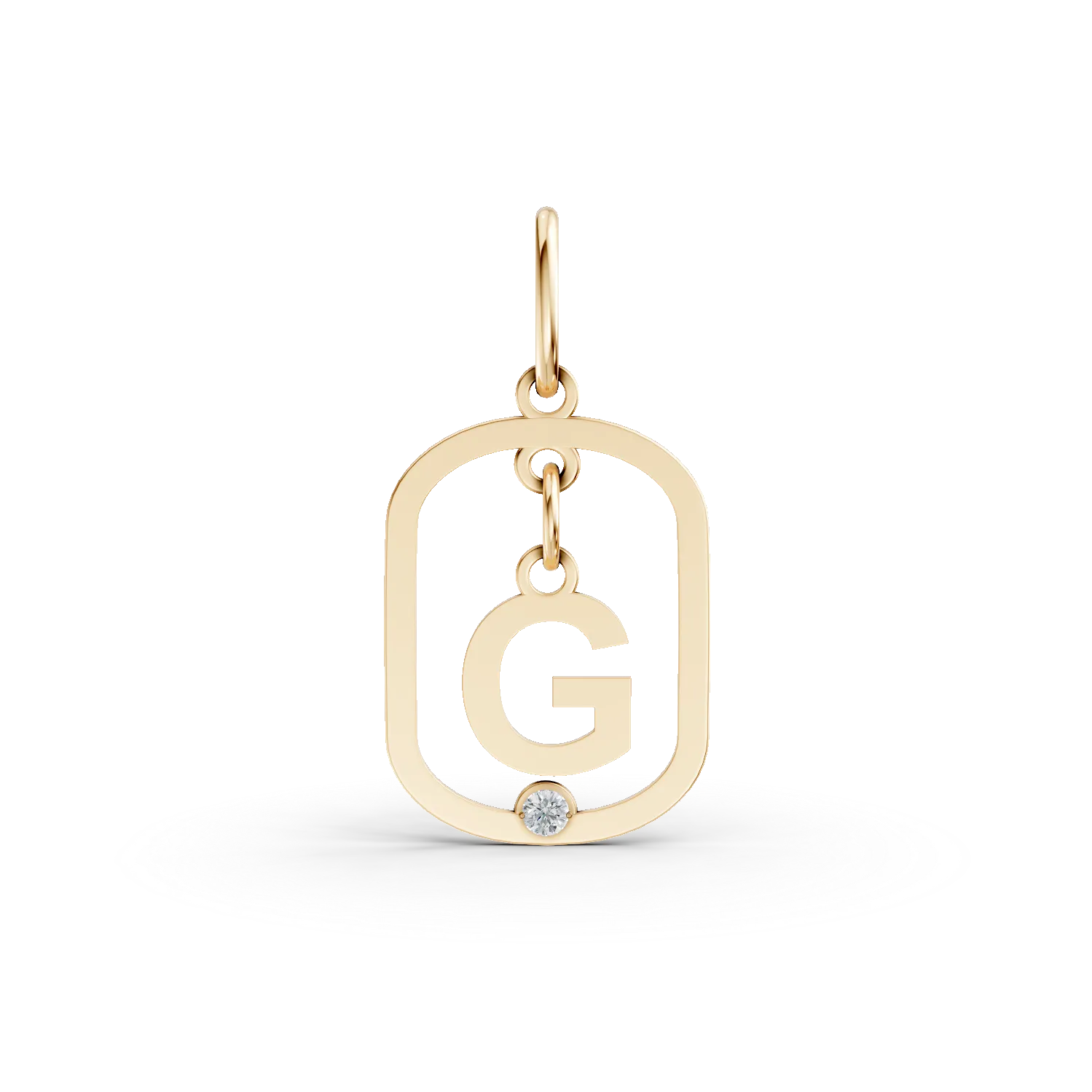 Pandantiv cu initiala G din aur galben cu diamant de 0.005ct creat in laborator