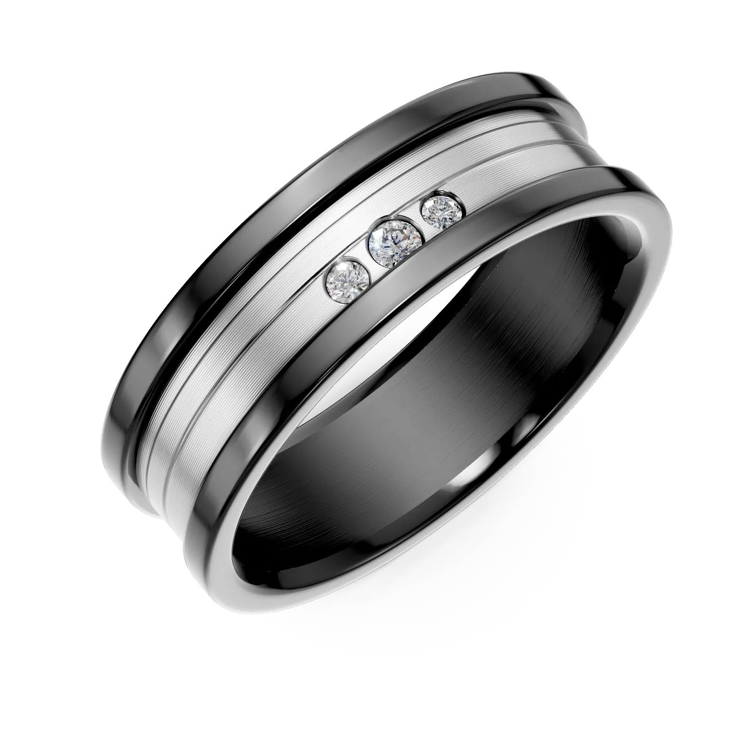 Inel din titan cu diamante create in laborator 0.15ct pentru barbati