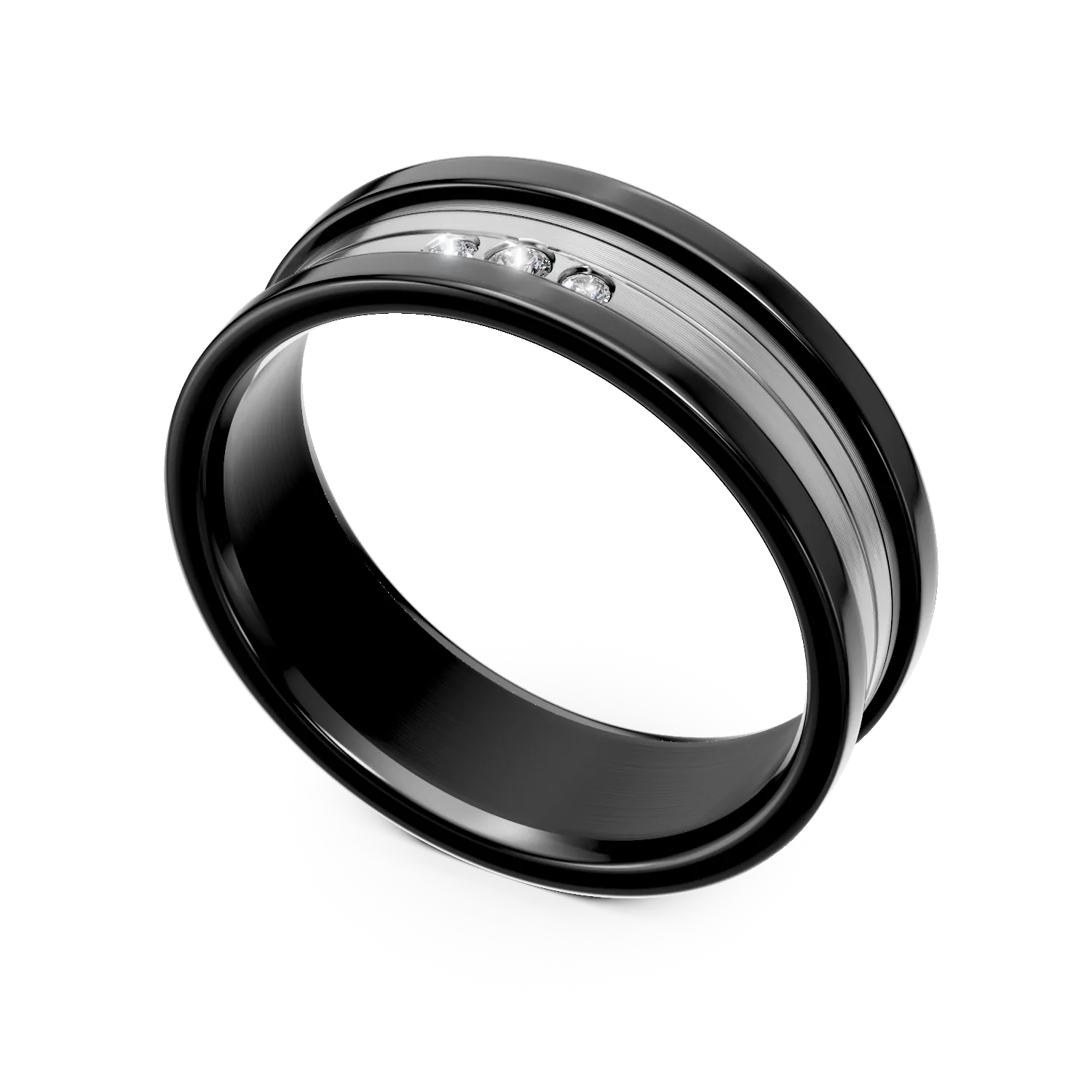 Inel din titan cu diamante create in laborator 0.18ct pentru barbati
