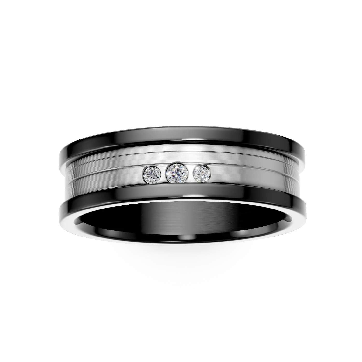 Inel din titan cu diamante create in laborator 0.18ct pentru barbati - Imagine 3