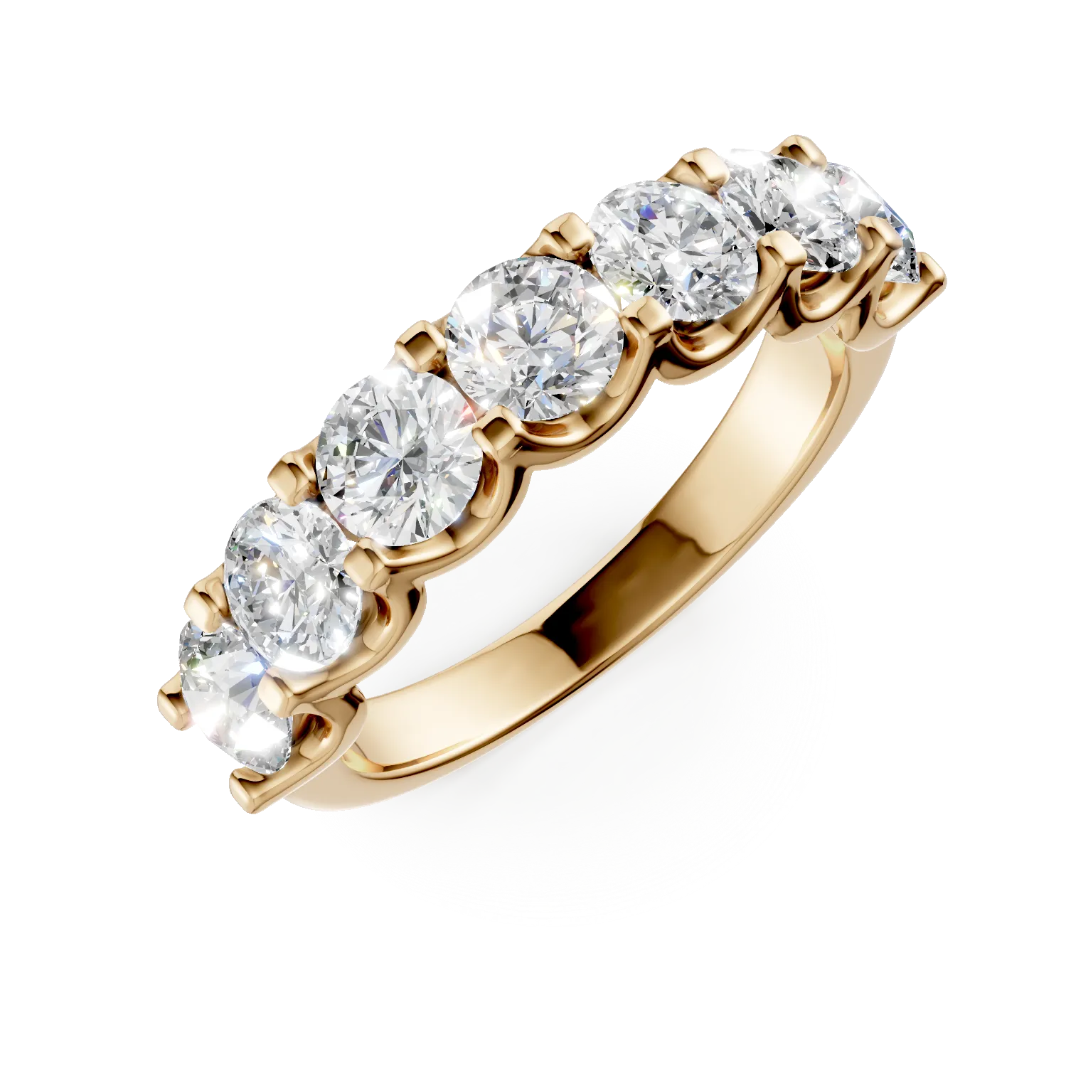 Inel semi eternity din aur galben cu diamante de 2ct create in laborator