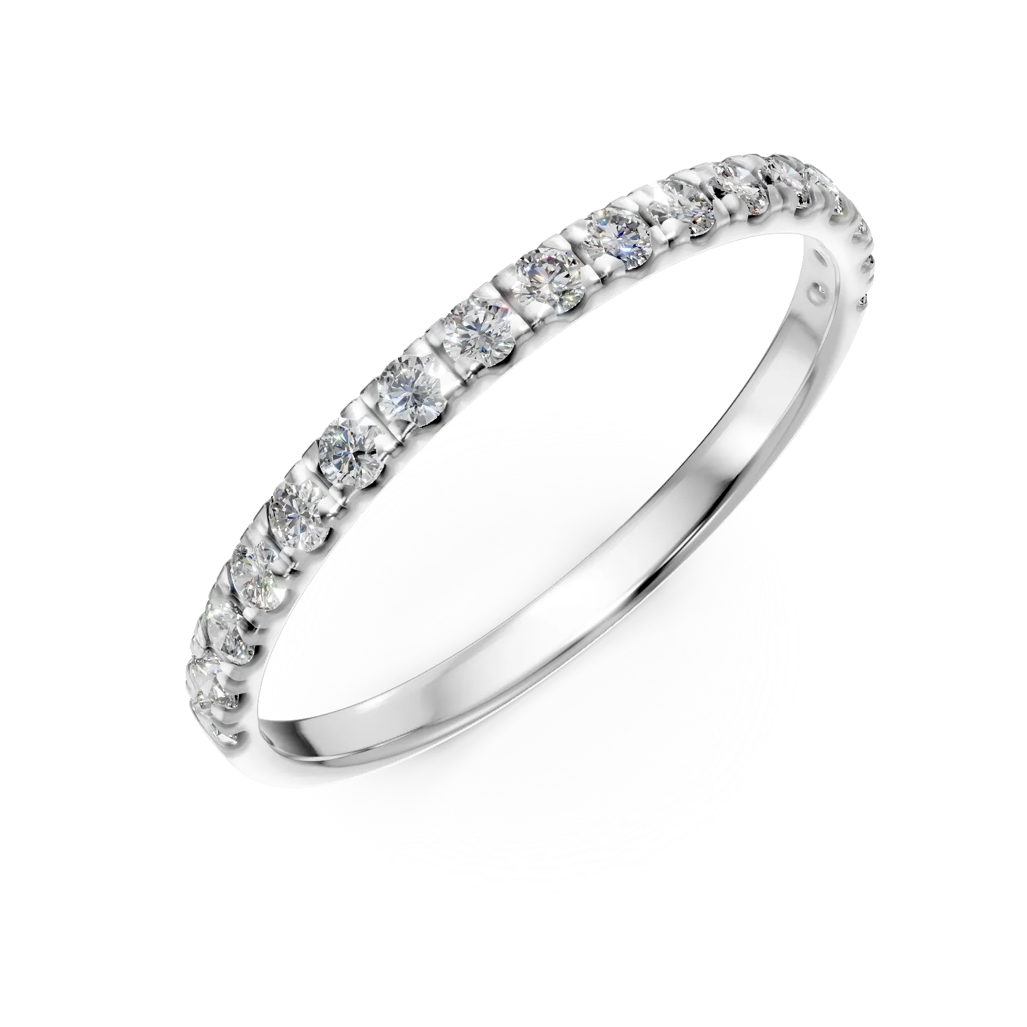 Inel semi eternity din aur alb cu diamante de 0.25ct create in laborator