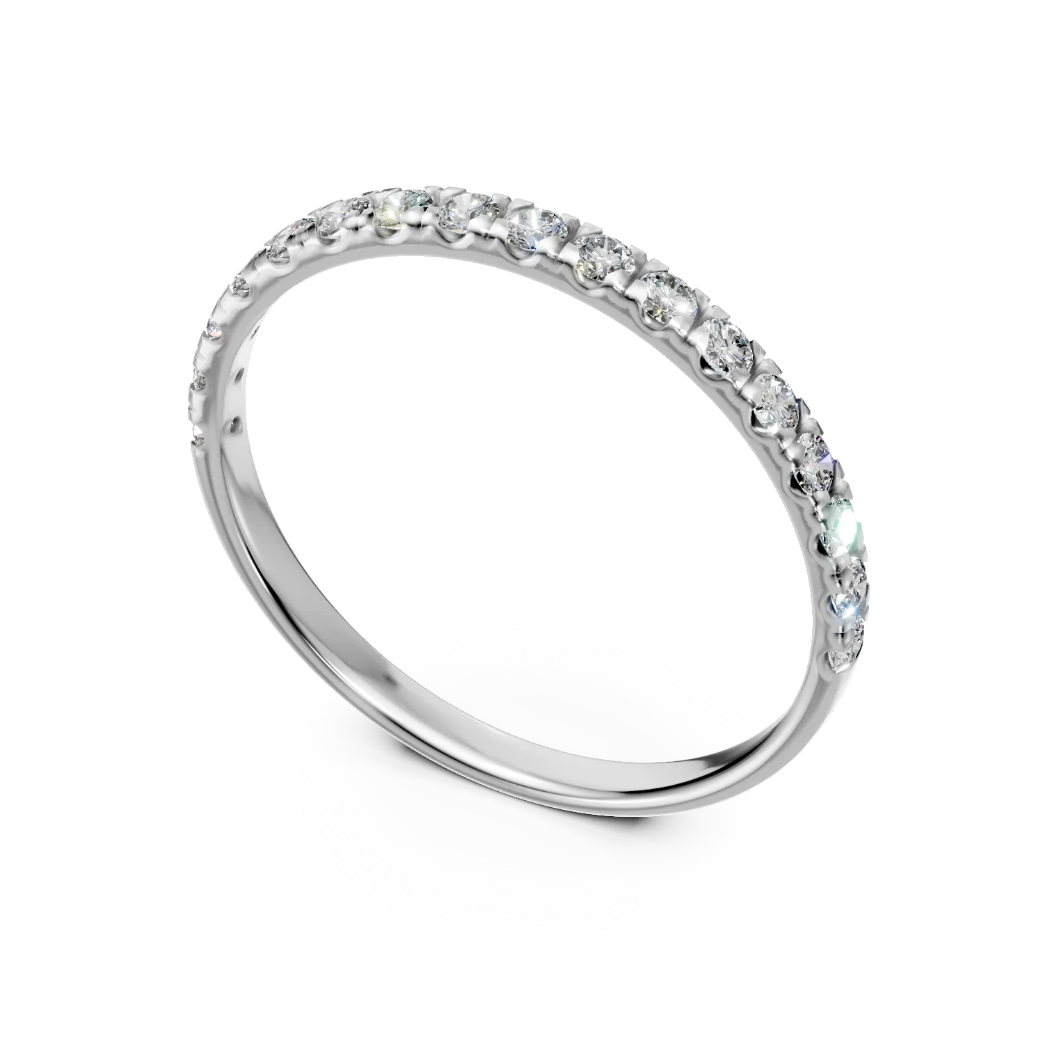 Inel semi eternity din aur alb cu diamante de 0.25ct create in laborator