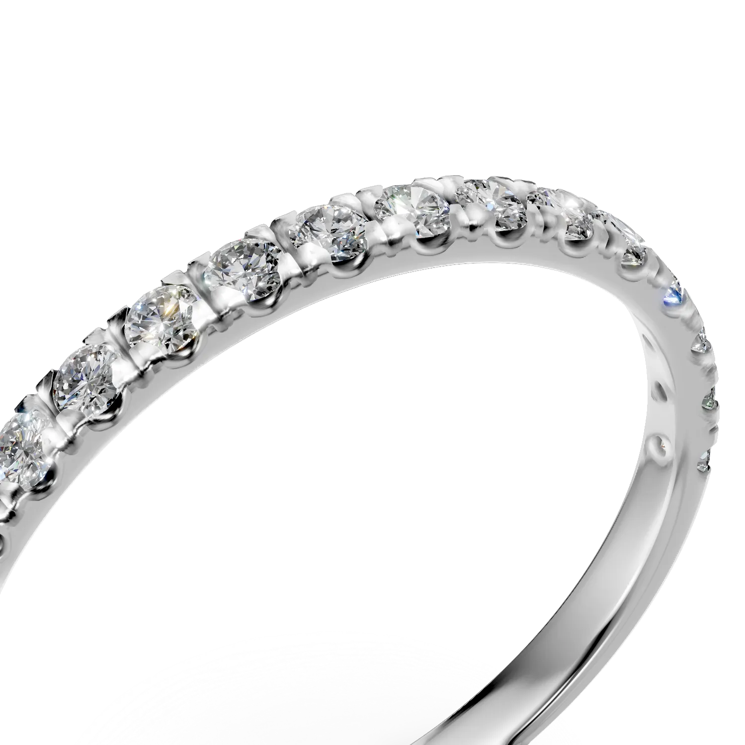 Inel semi eternity din aur alb cu diamante de 0.25ct create in laborator