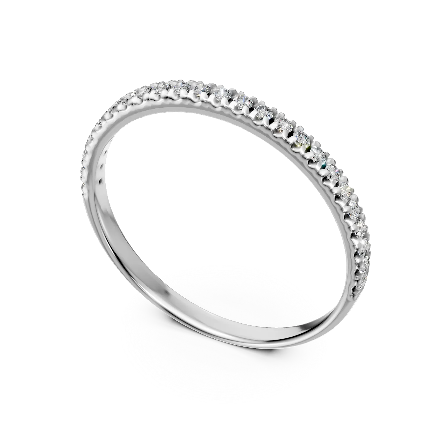 Inel semi eternity din aur alb cu diamante de 0.1ct create in laborator