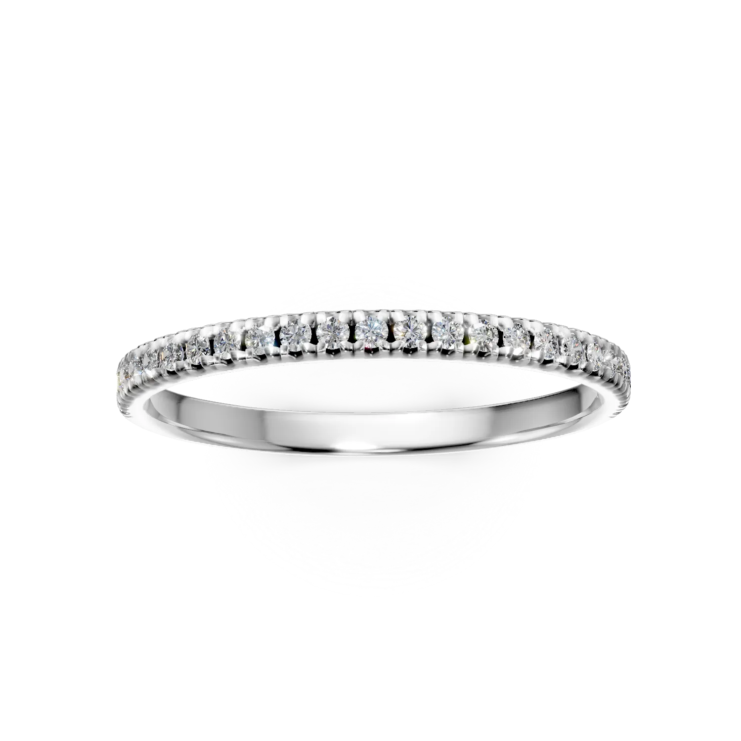 Inel semi eternity din aur alb cu diamante de 0.1ct create in laborator