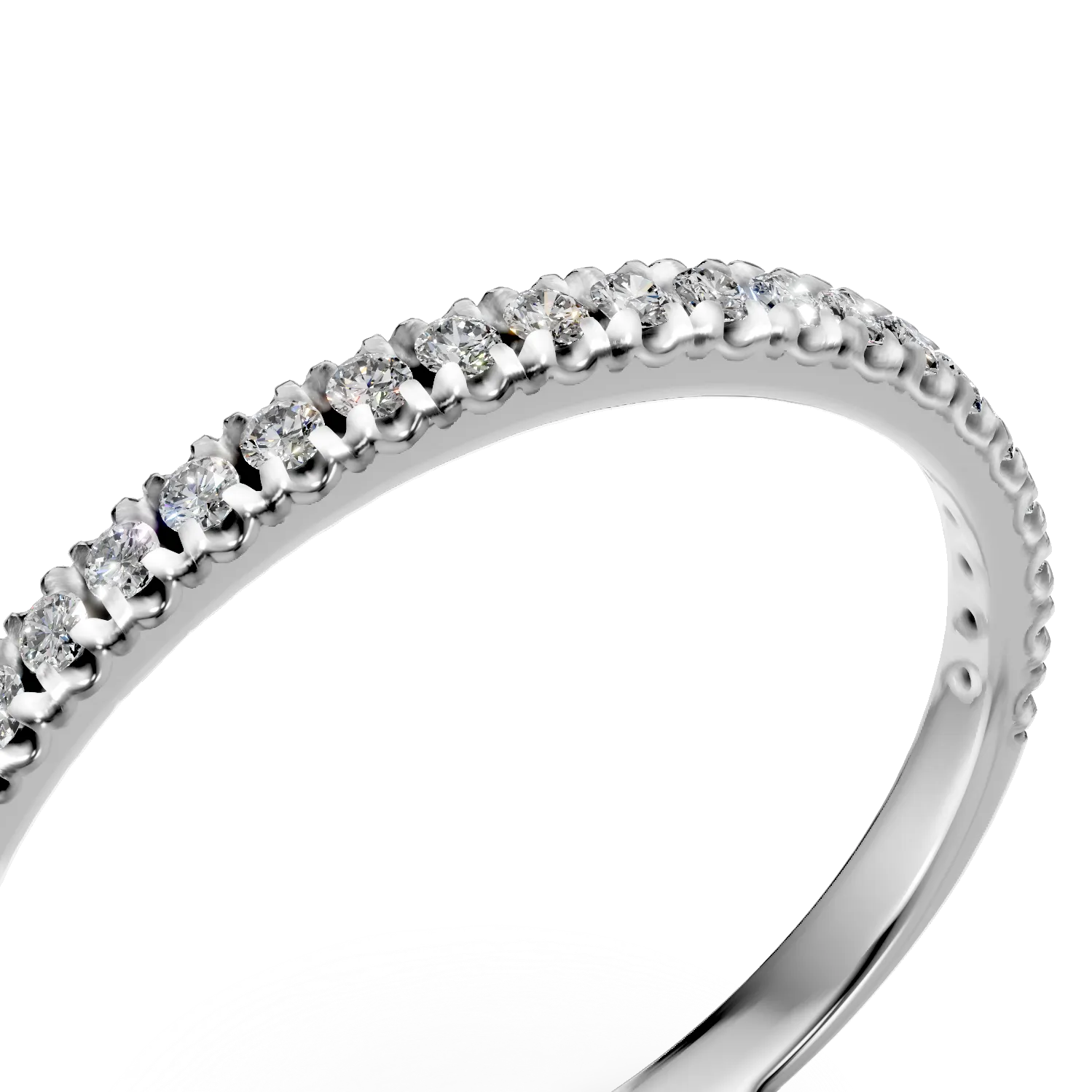 Inel semi eternity din aur alb cu diamante de 0.1ct create in laborator