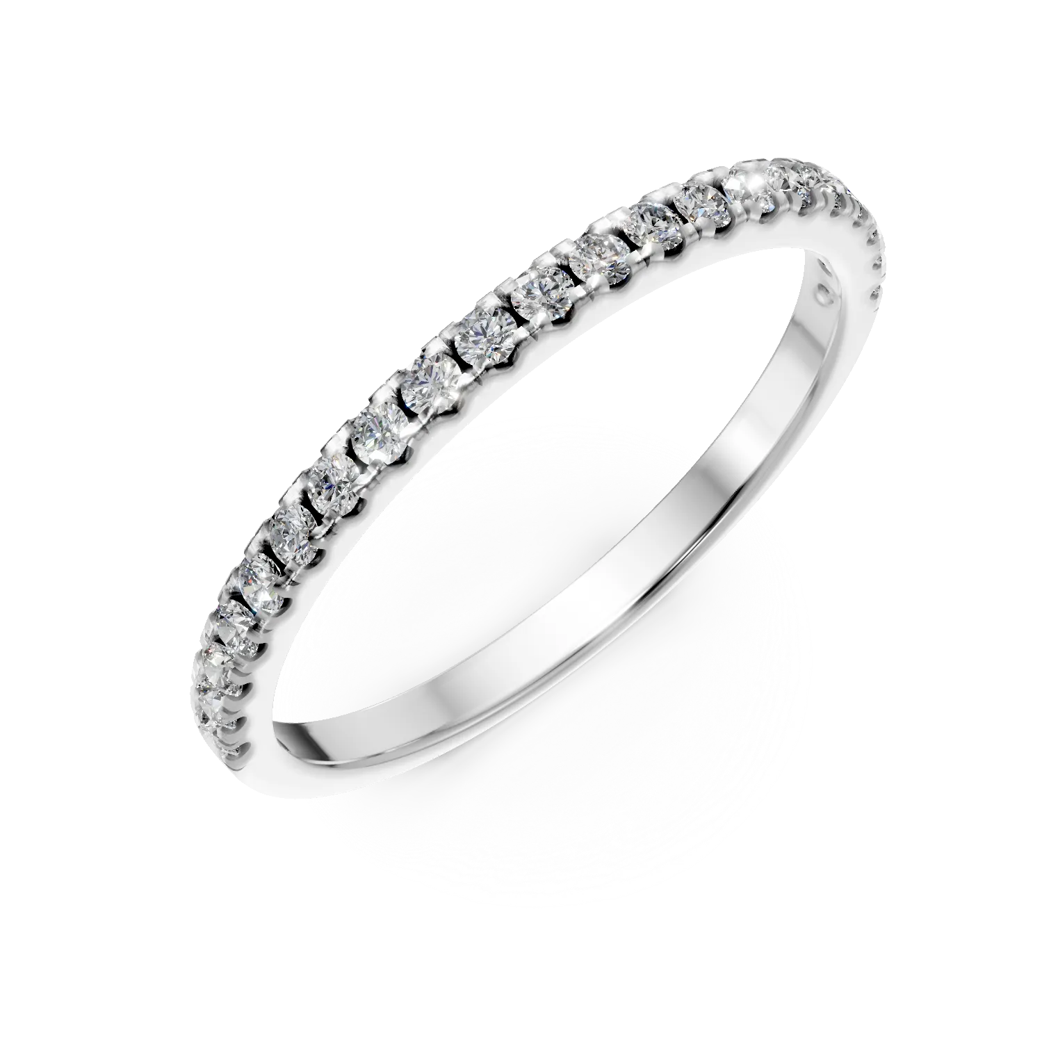 Inel semi eternity din aur alb cu diamante de 0.15ct create in laborator