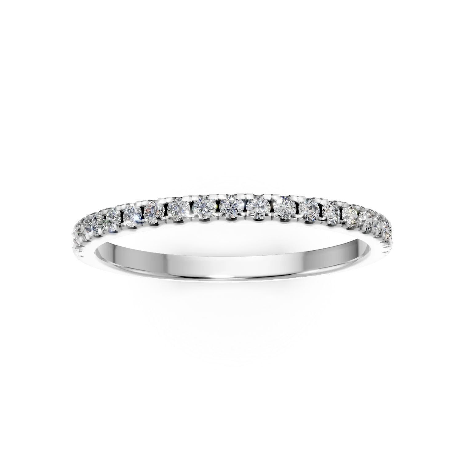 Inel semi eternity din aur alb cu diamante de 0.15ct create in laborator