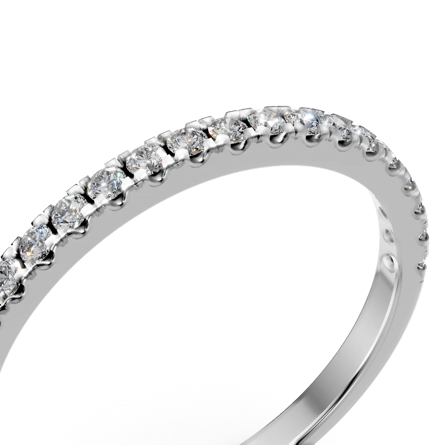 Inel semi eternity din aur alb cu diamante de 0.15ct create in laborator