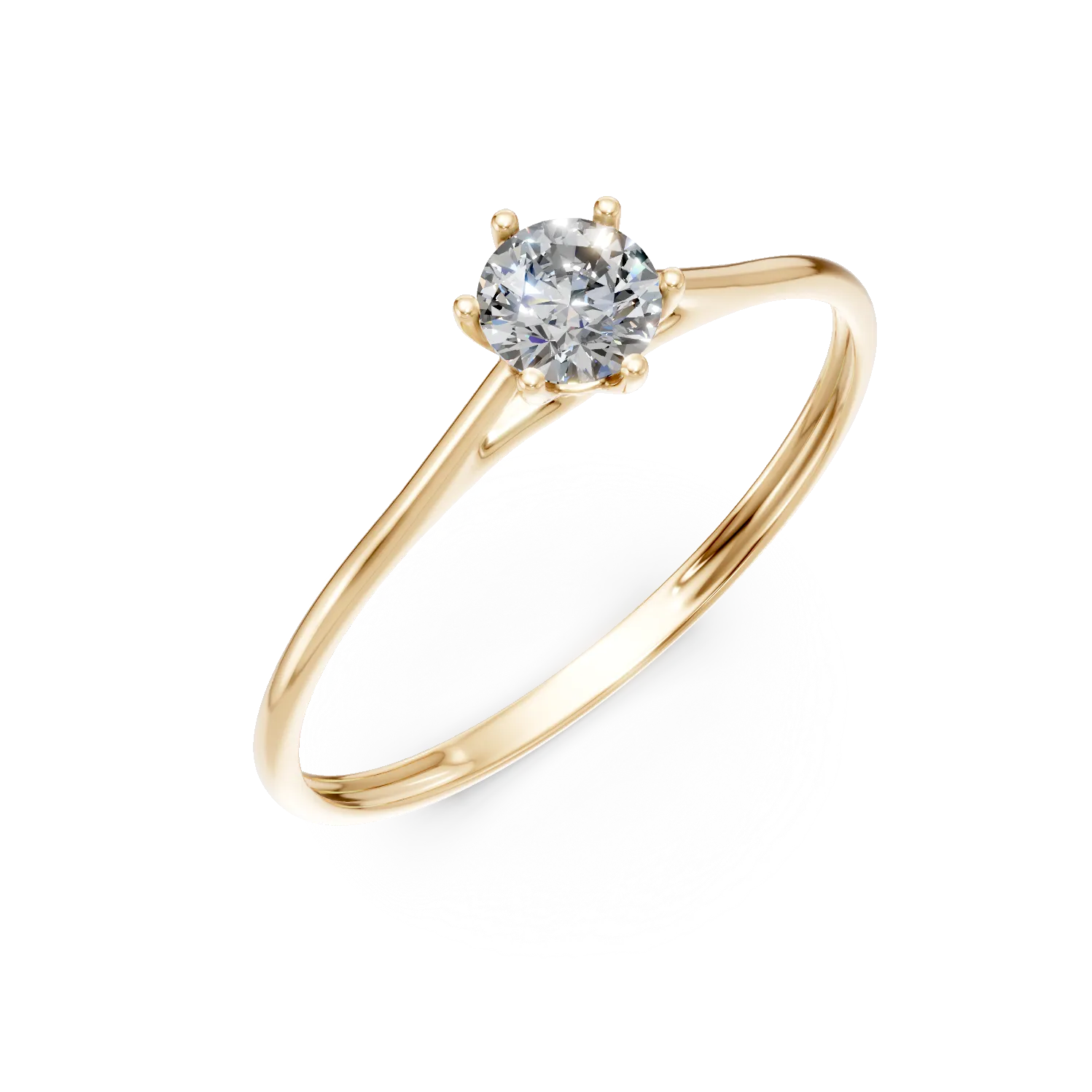 Inel de logodna din aur galben cu diamant solitaire de 0.3ct creat in laborator