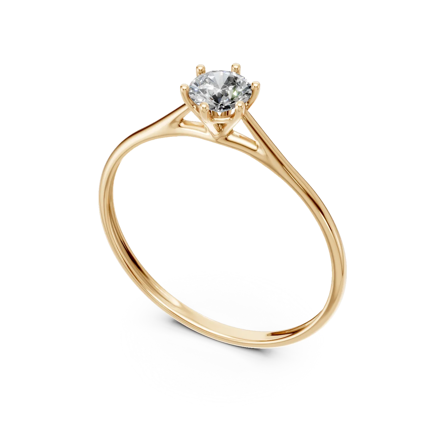 Inel de logodna din aur galben cu diamant solitaire de 0.3ct creat in laborator