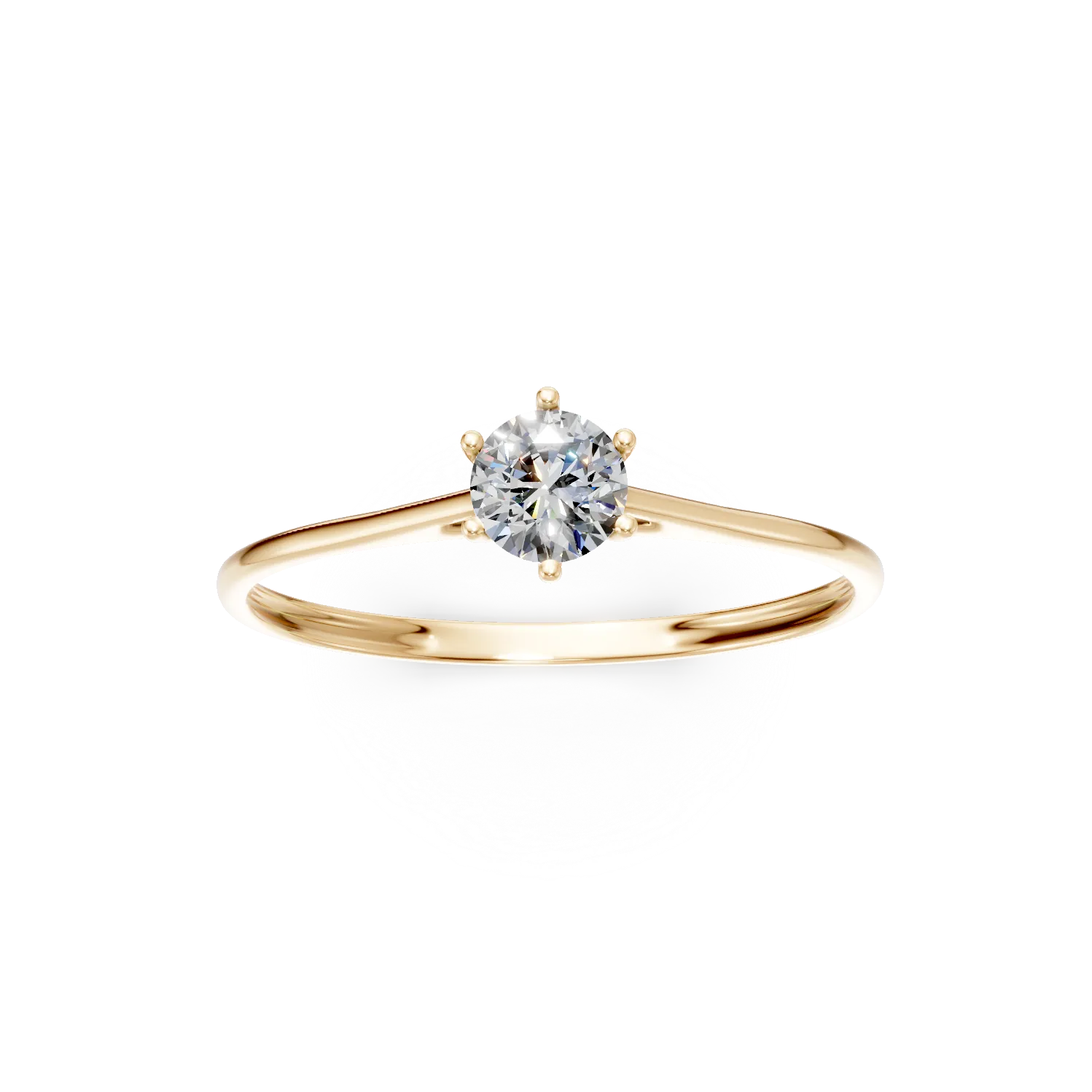 Inel de logodna din aur galben cu diamant solitaire de 0.3ct creat in laborator