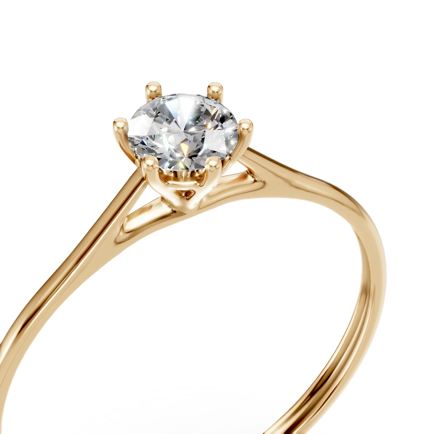 Inel de logodna din aur galben cu diamant solitaire de 0.3ct creat in laborator