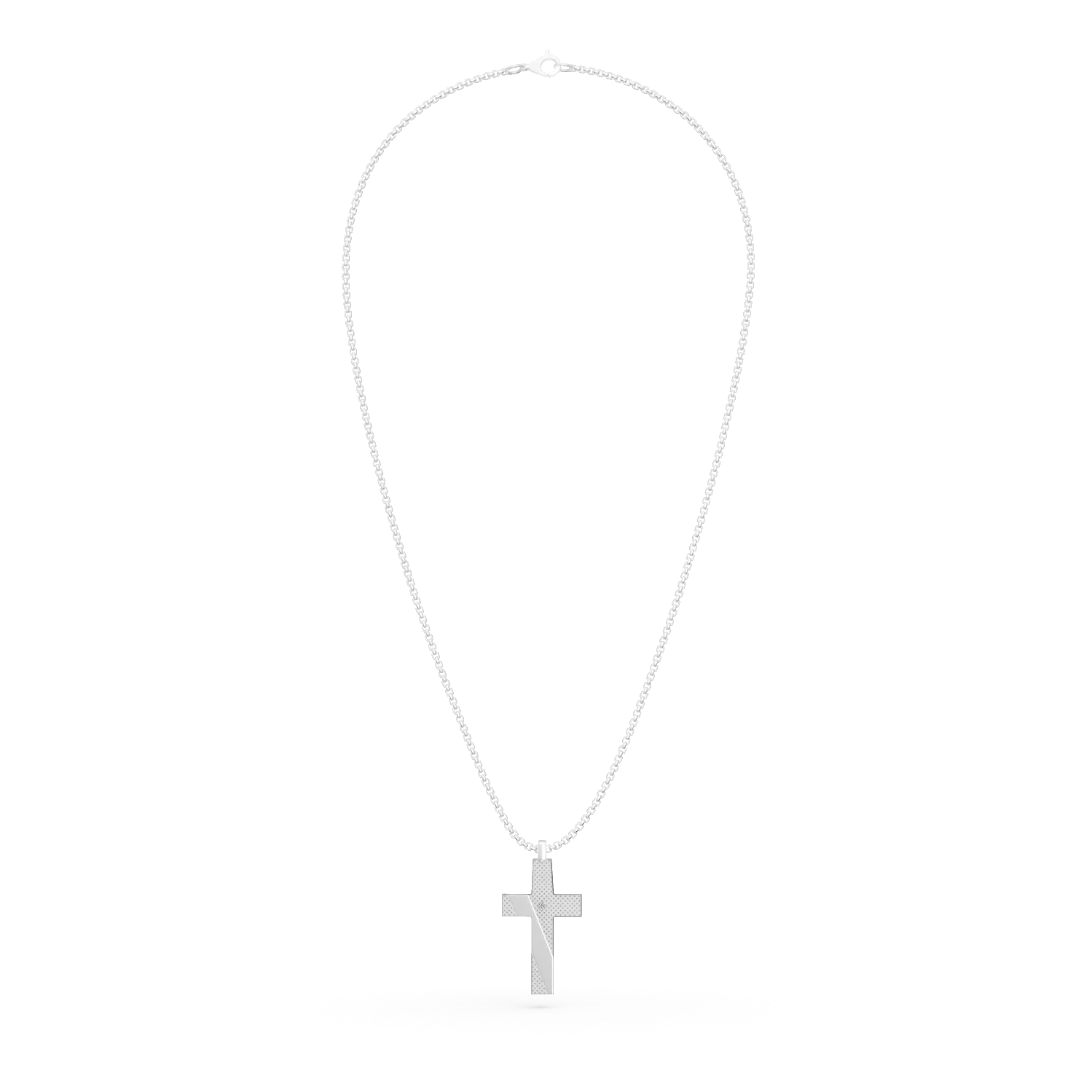 Lant cu pandantiv cruce din otel cu diamant de 0.0025ct pentru barbati