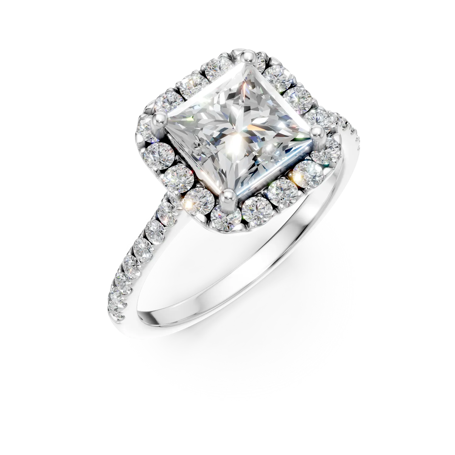 Inel din aur alb cu diamante de 1.4ct create in laborator