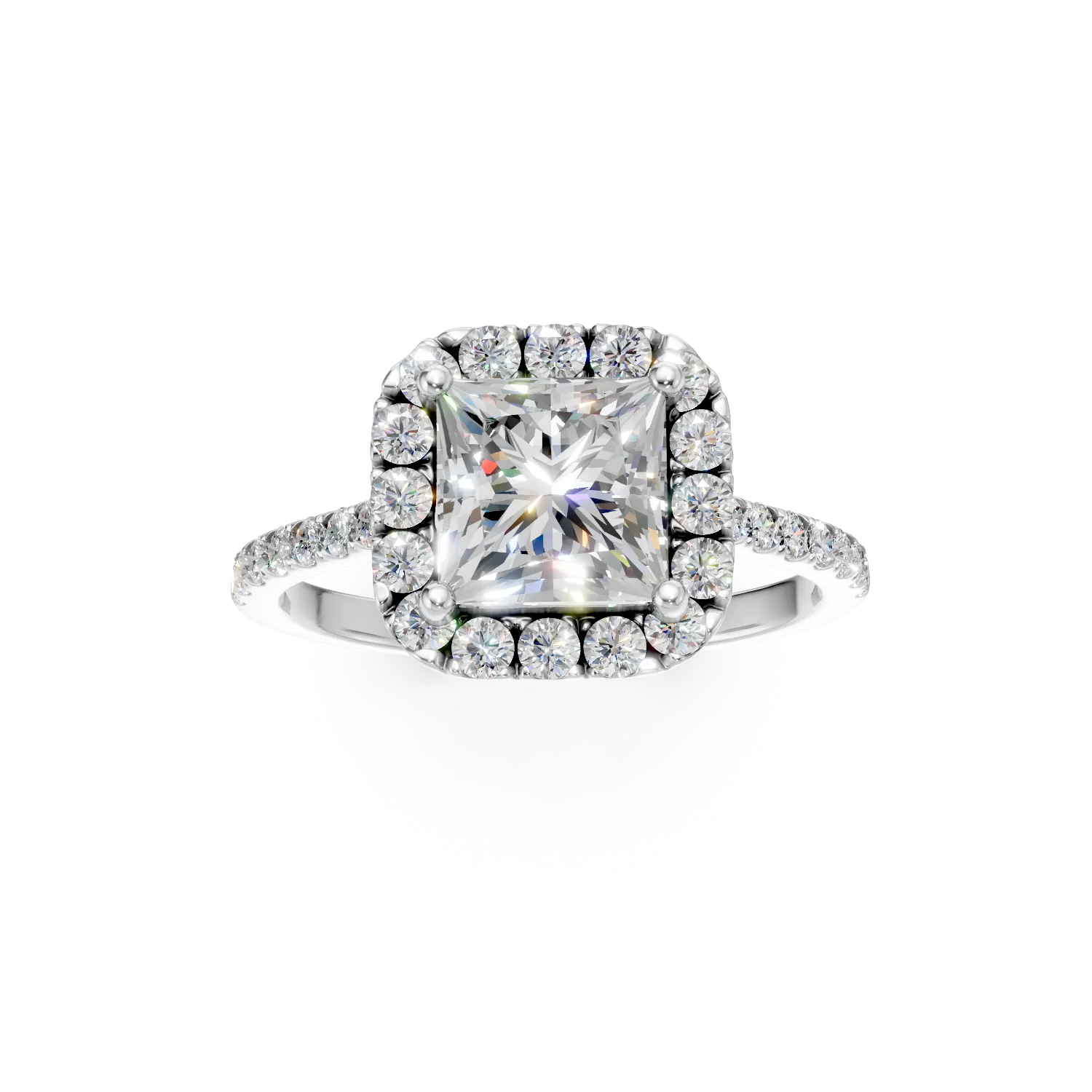 Inel din aur alb cu diamante de 1.4ct create in laborator