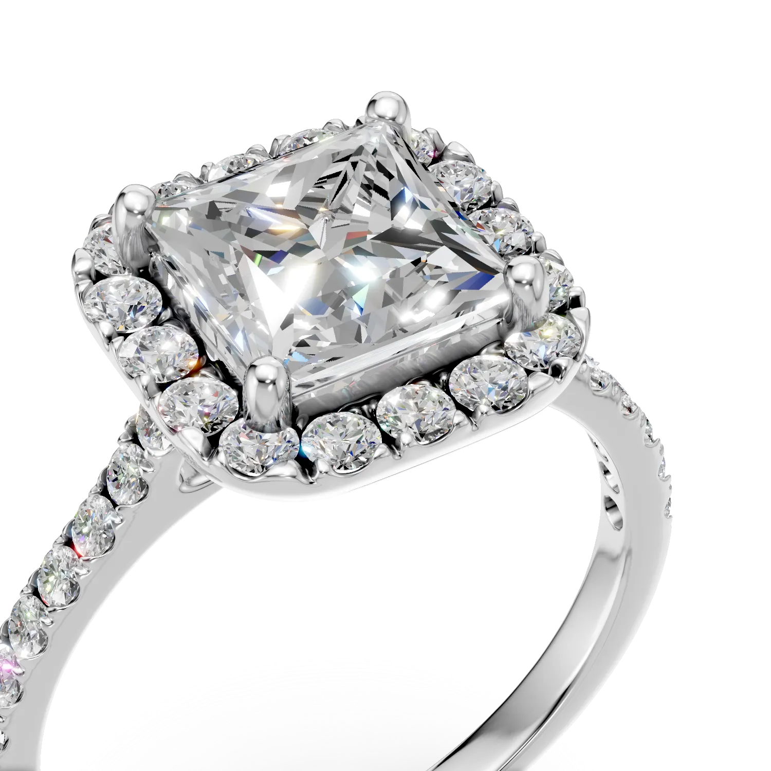 Inel din aur alb cu diamante de 1.4ct create in laborator
