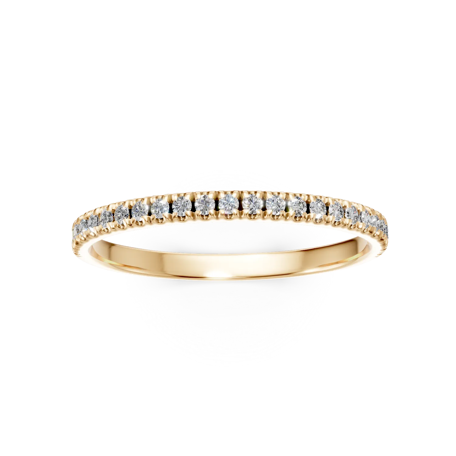 Inel semi eternity din aur galben cu diamante de 0.15ct create in laborator