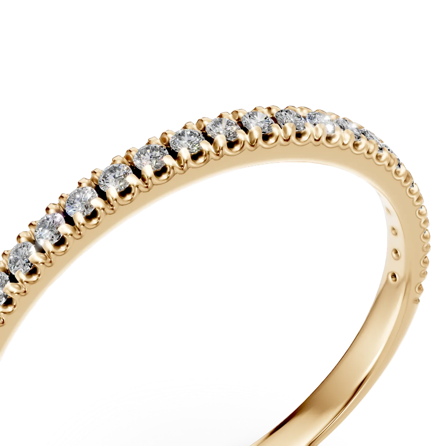 Inel semi eternity din aur galben cu diamante de 0.15ct create in laborator