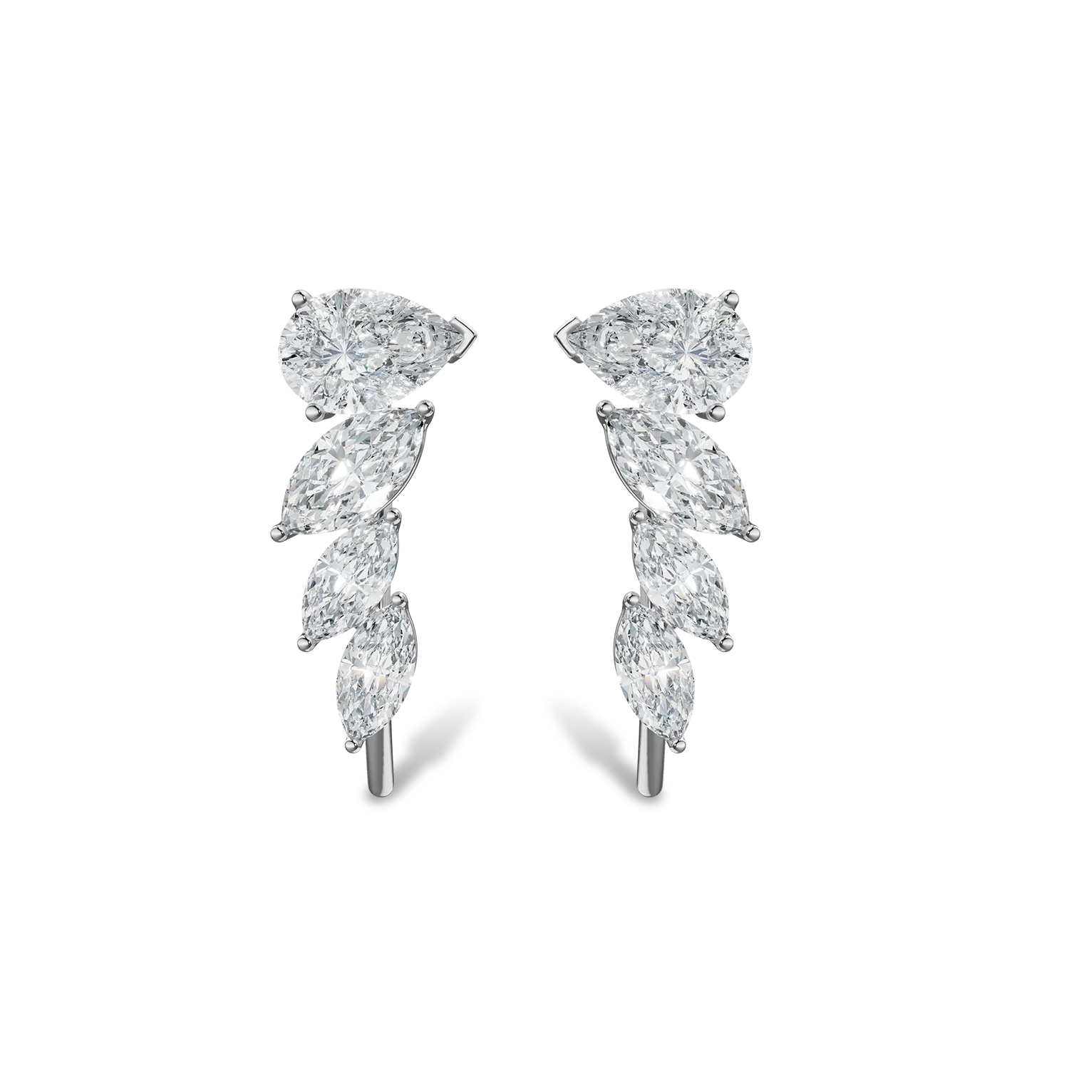Cercei din aur alb cu diamante de 1ct create in laborator