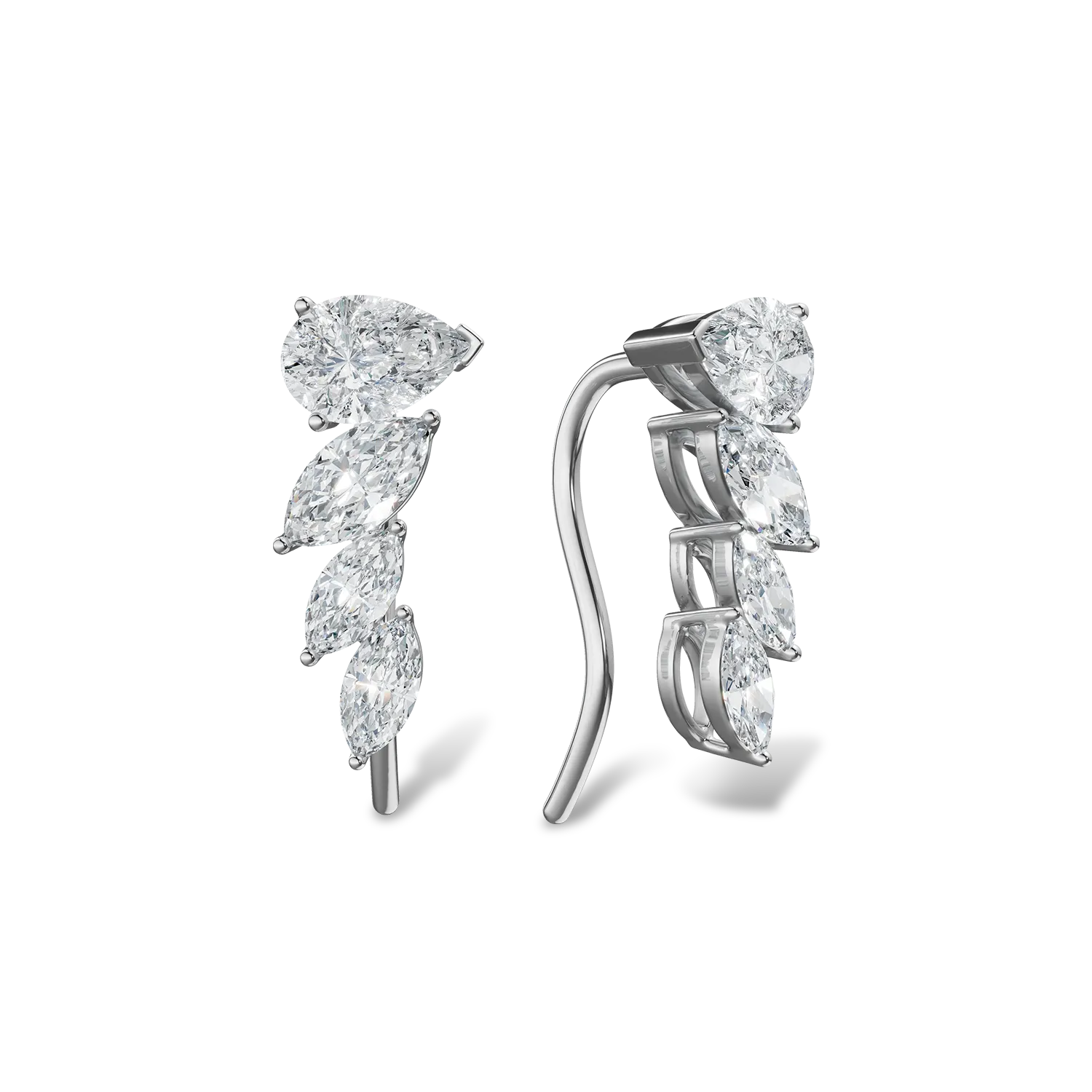 Cercei din aur alb cu diamante de 1ct create in laborator