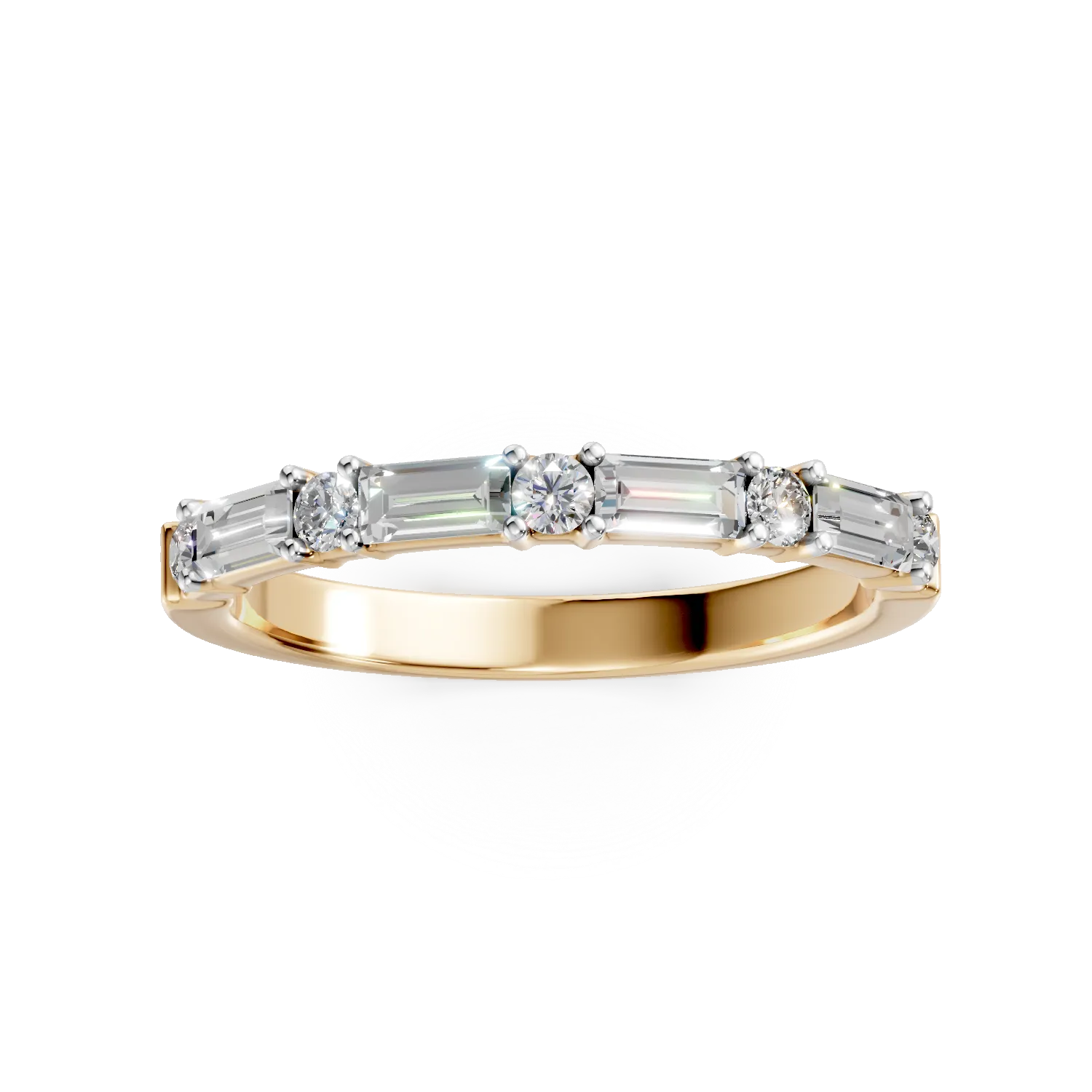 Inel semi eternity din aur galben cu diamante de 0.7ct create in laborator