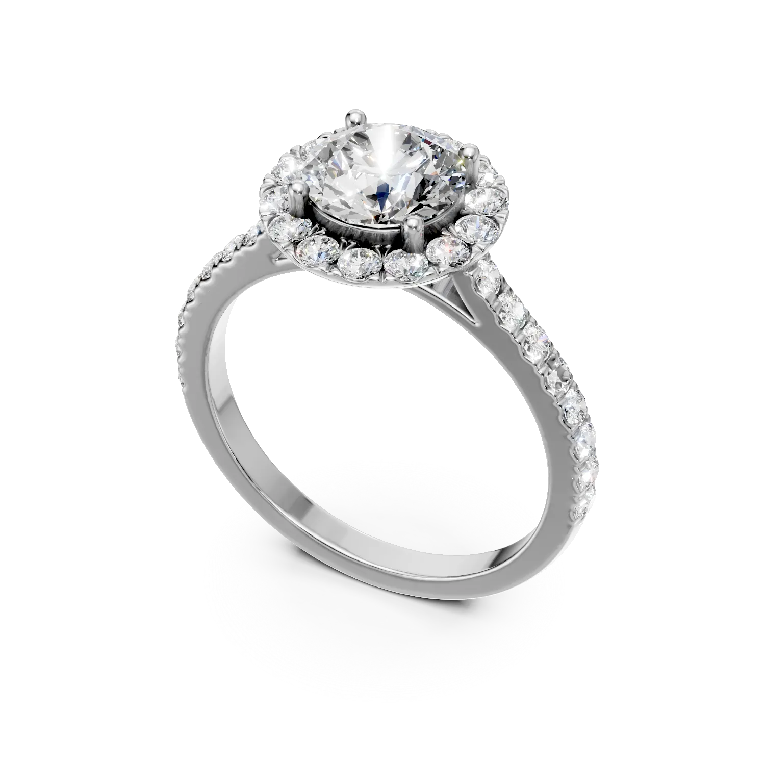 Inel din aur alb cu diamante de 1.47ct create in laborator