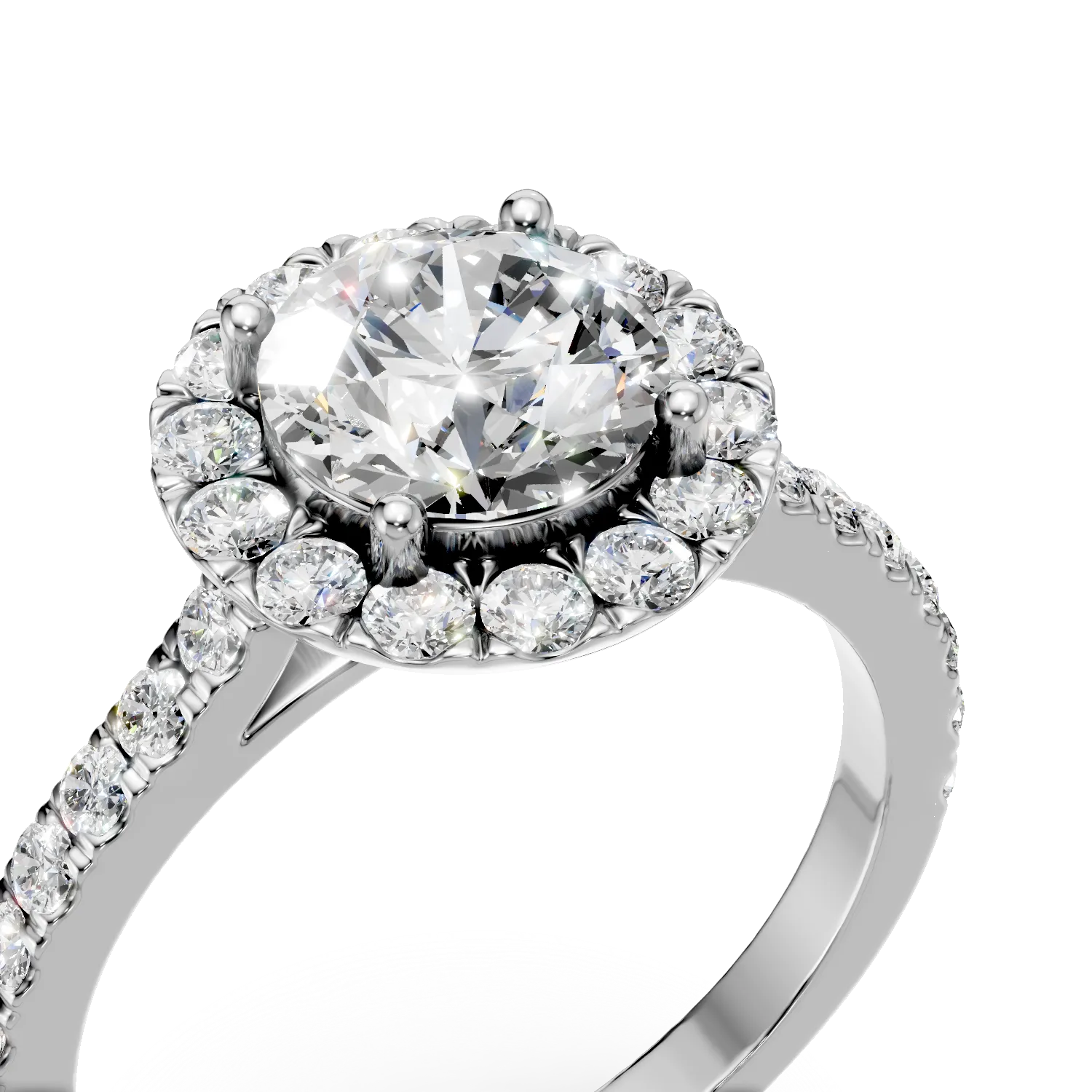 Inel din aur alb cu diamante de 1.47ct create in laborator