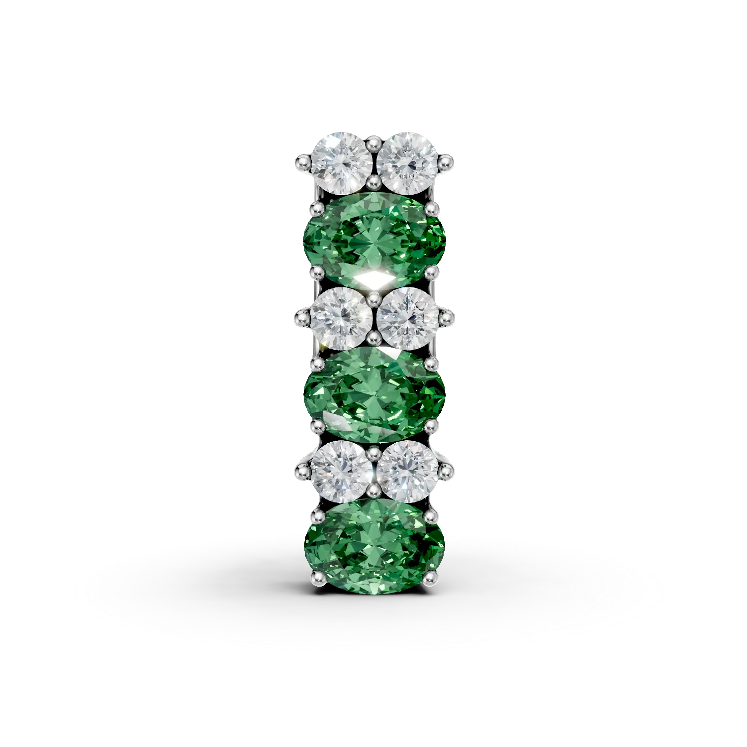 Pandantiv din aur alb cu smaralde si diamante de 0.85ct create in laborator