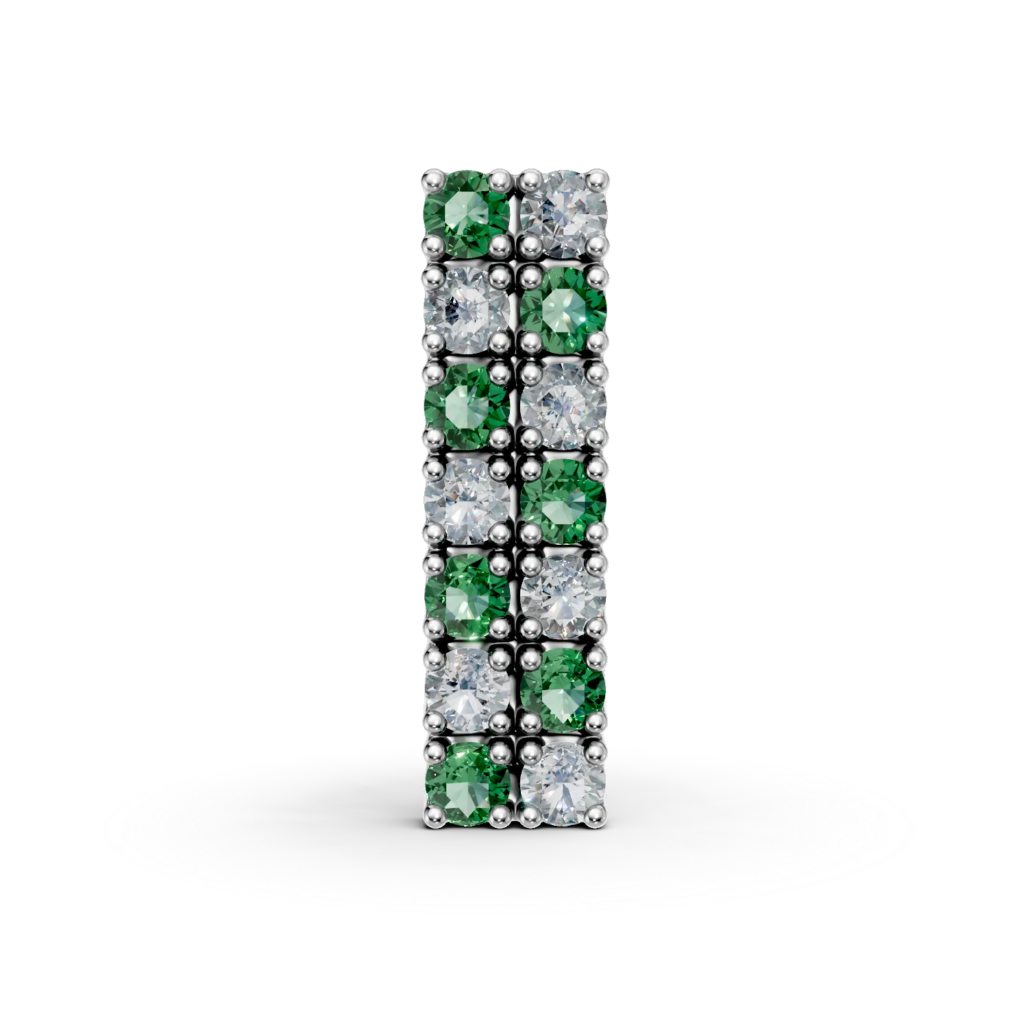 Pandant din aur alb cu smaralde si diamante de 0.63ct create in laborator