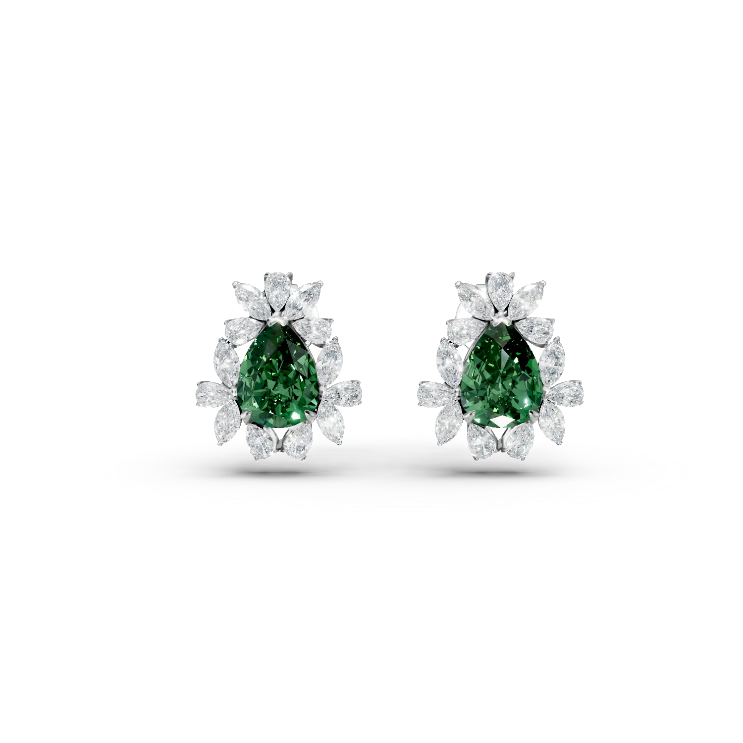Cercei din aur alb cu smaralde si diamante de 4.76ct create in laborator