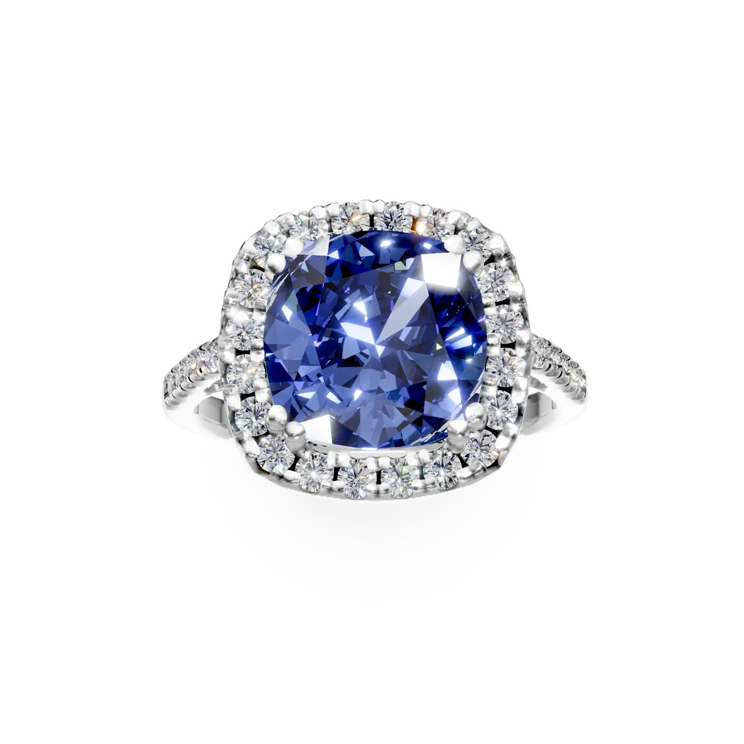 Inel din aur alb cu safir si diamante de 6.02ct create in laborator