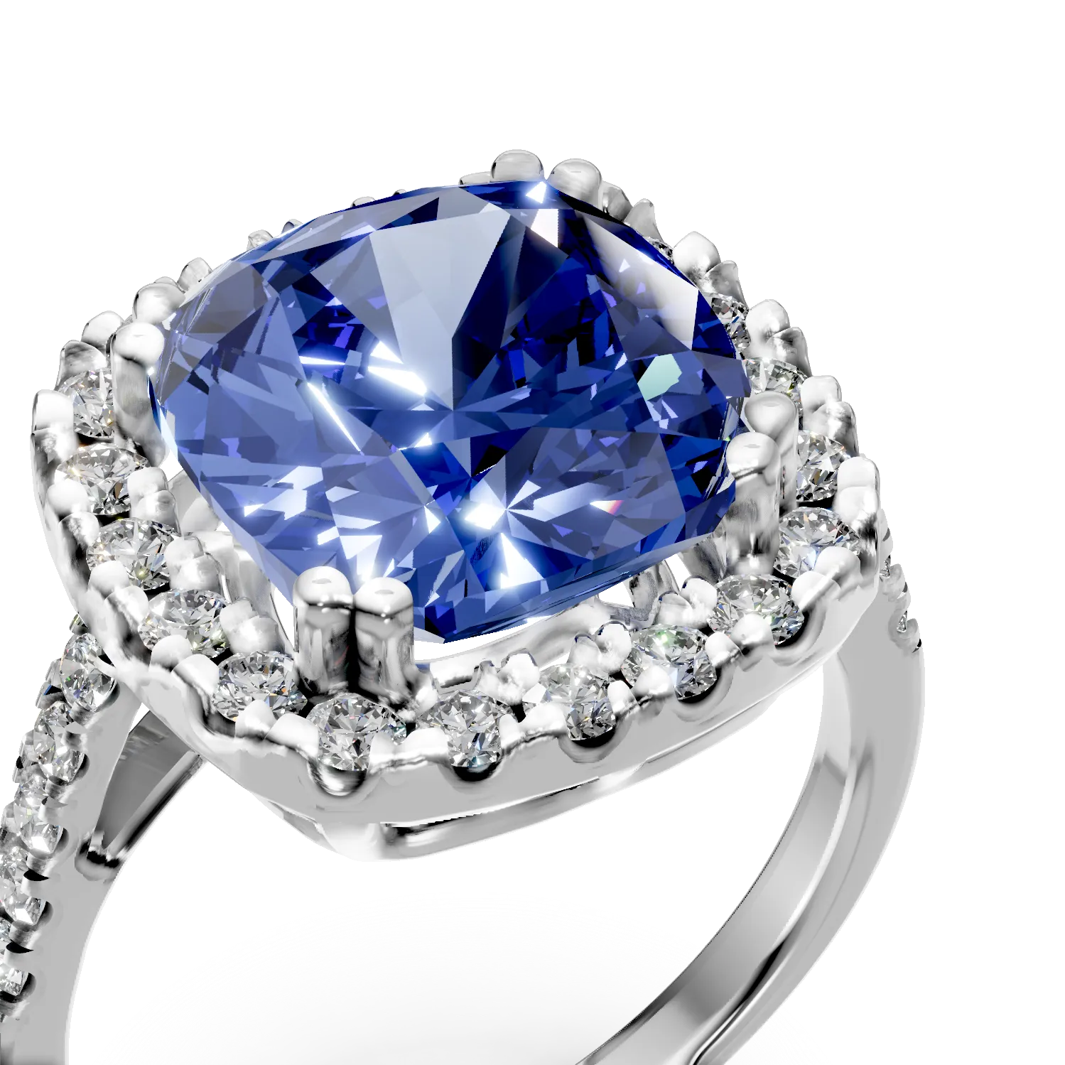 Inel din aur alb cu safir si diamante de 6.02ct create in laborator