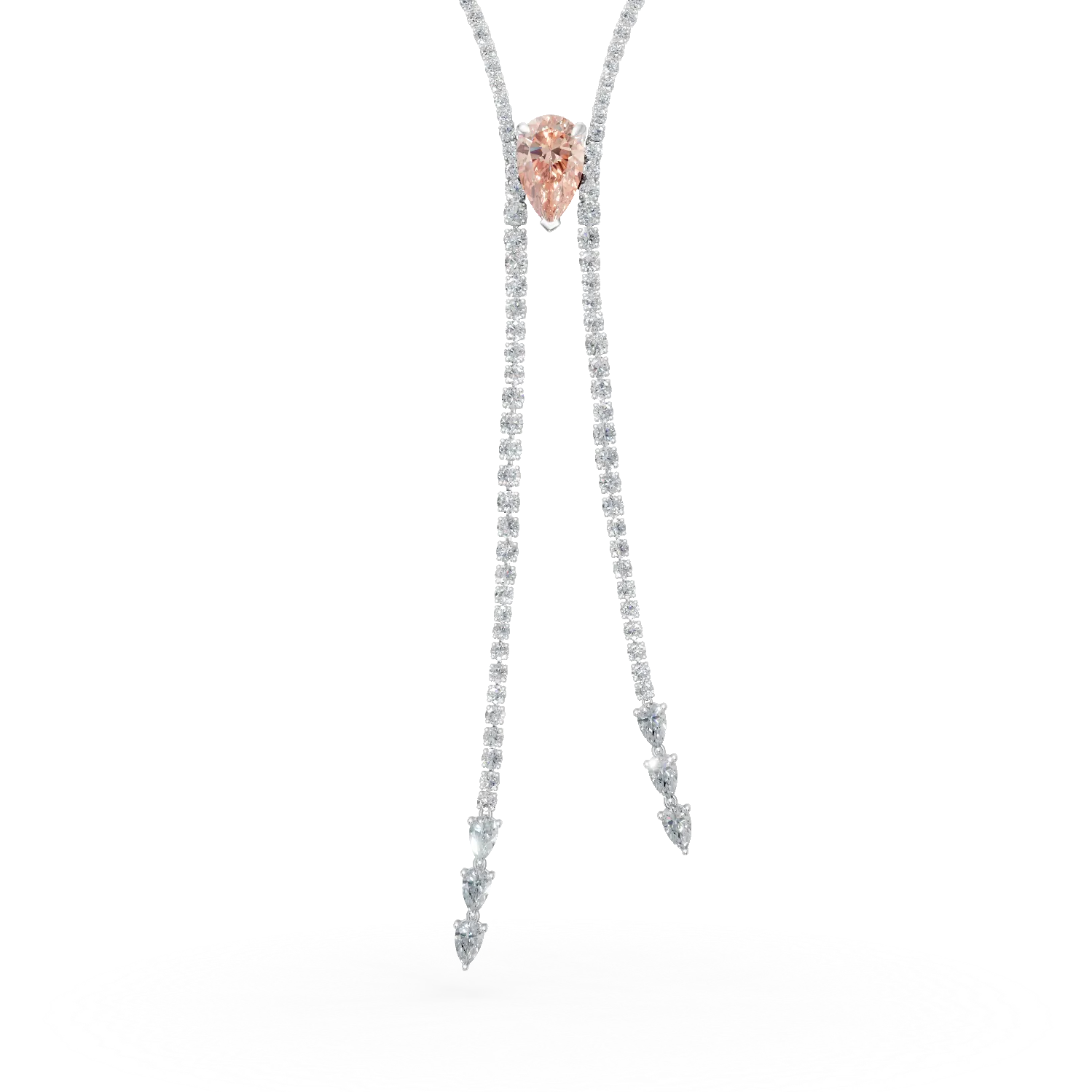 Colier tennis din aur alb cu diamant fancy roz si diamante incolore de 13.2ct create in laborator