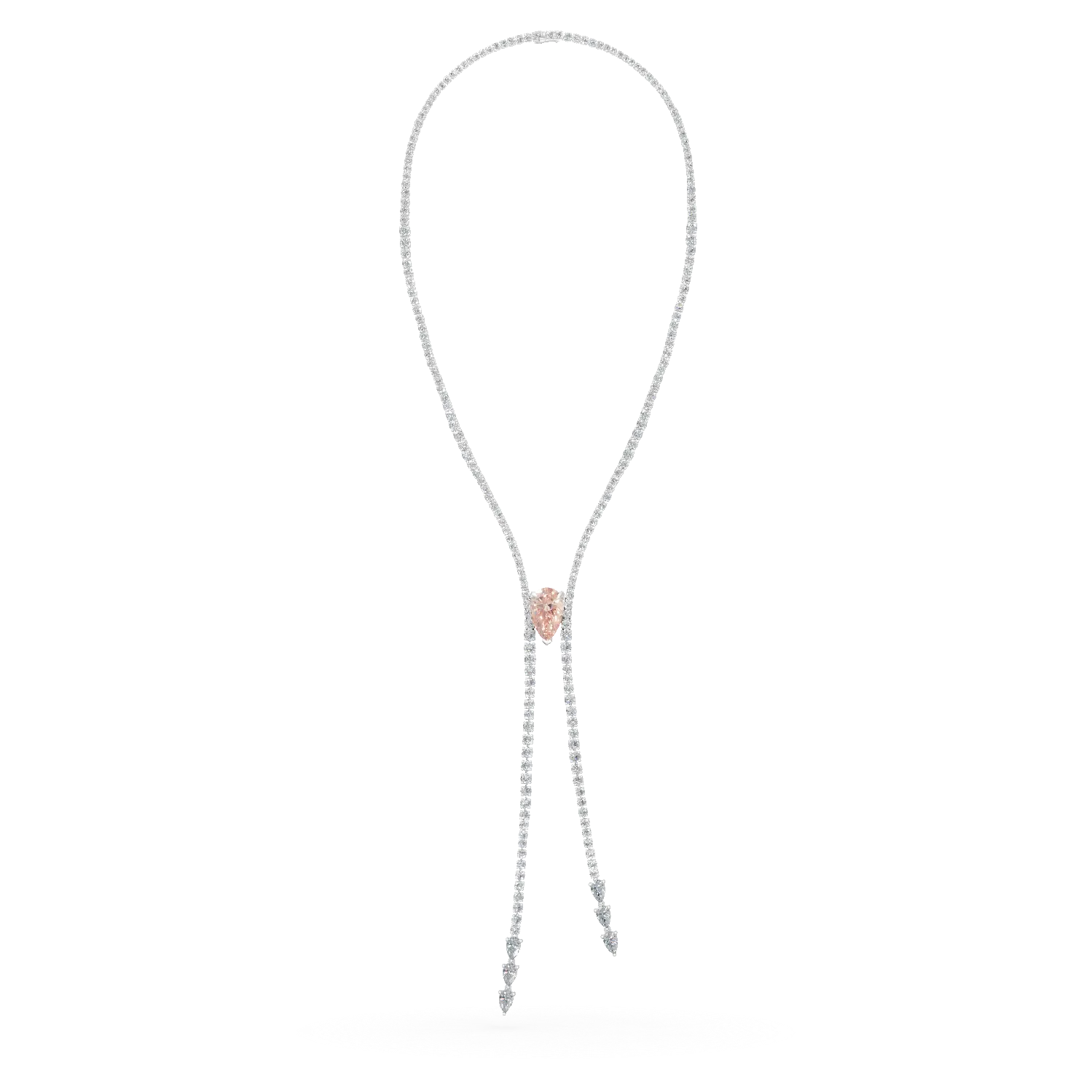 Colier tennis din aur alb cu diamant fancy roz si diamante incolore de 13.2ct create in laborator